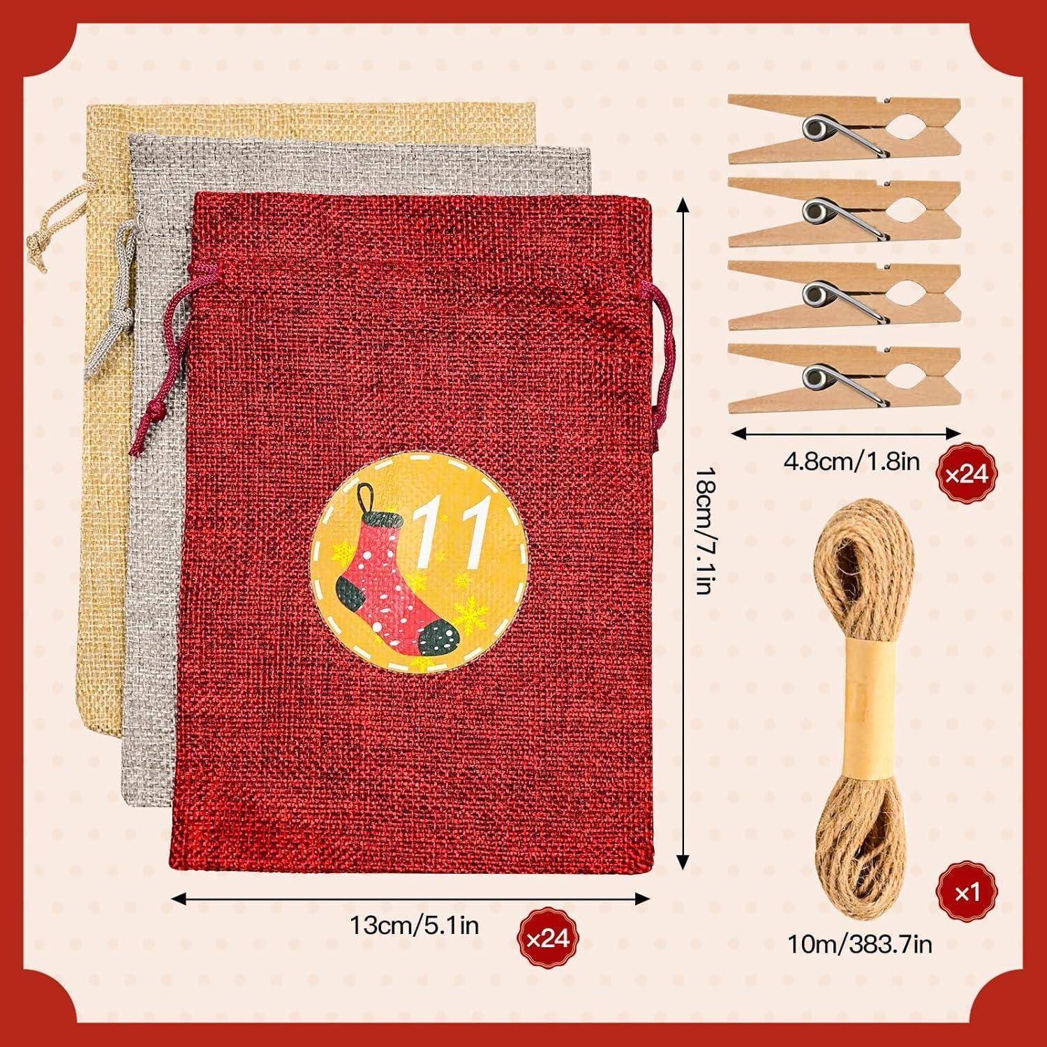 Adventskalender zum Befüllen 24 Weihnachtskalender 18x13cm - 24