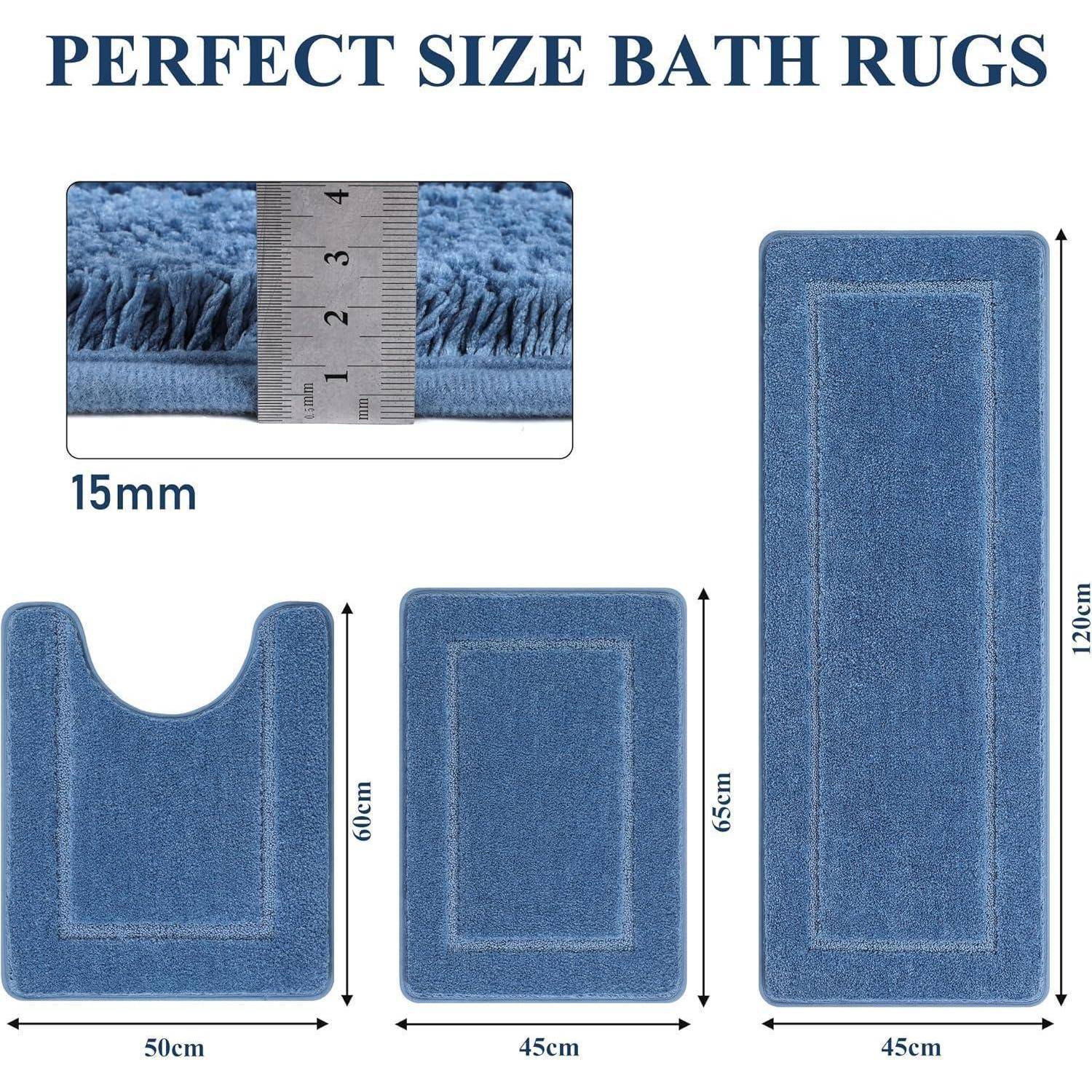 Badematten Badteppich Set 3-teilig Mikrofaser Flauschig Rutschfest