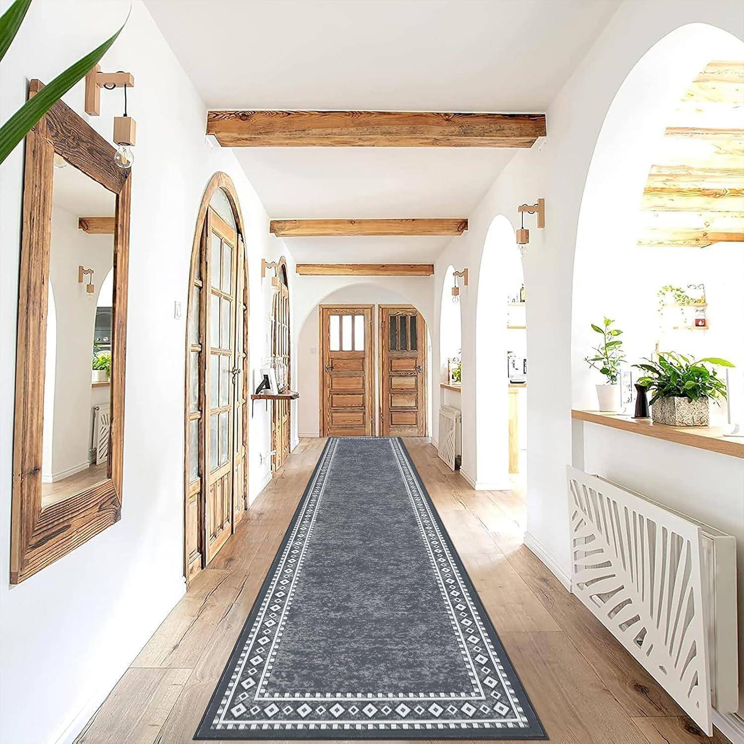 Lang Teppich Läufer 66x300 cm Waschbar rutschfest Flur Küchenläufer