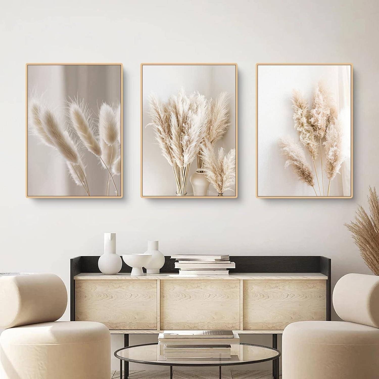 3er Poster Set Boho Pampasgras Natur Leinwandbilder Wohnzimmer Deko