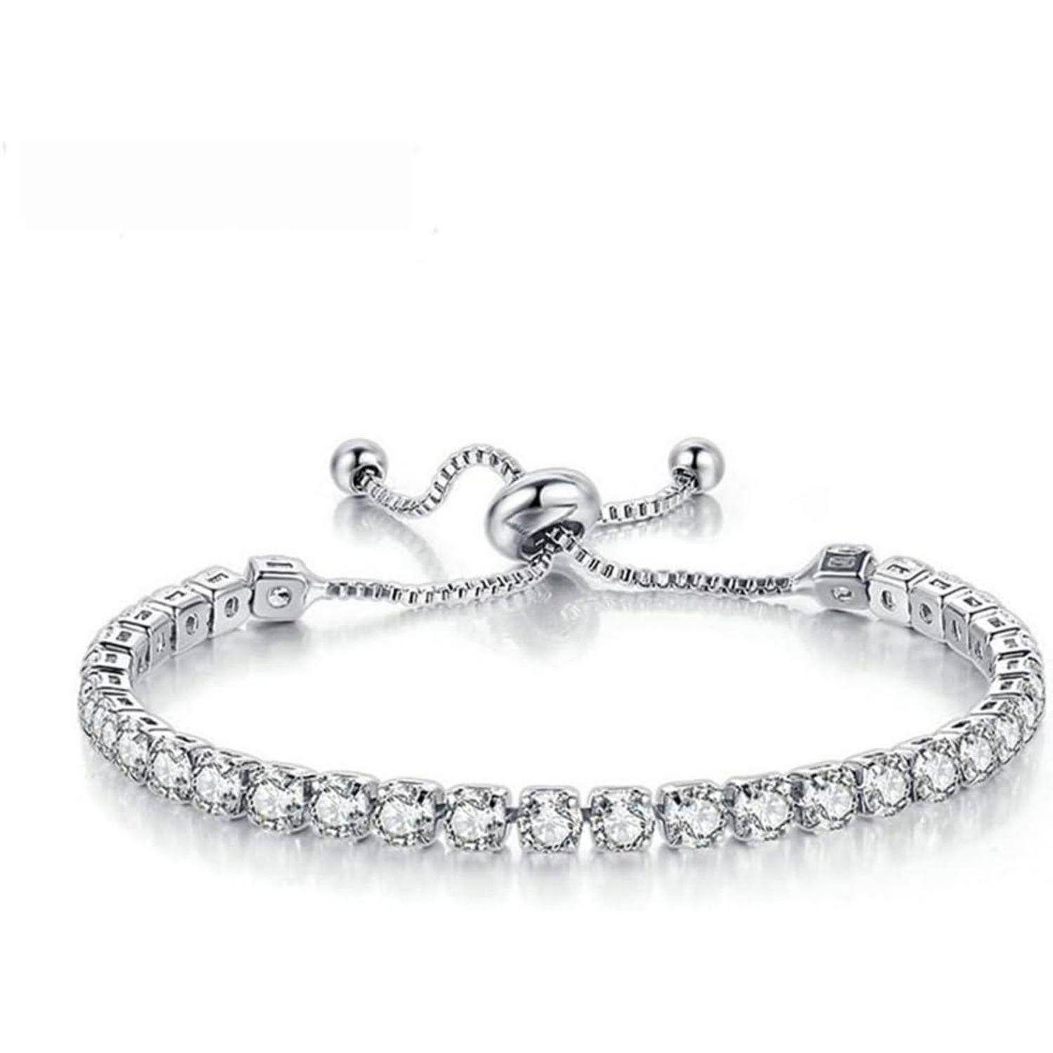Silber Damen Armband Zirkonia Kristall Tennisarmband 925 Geschenk Box
