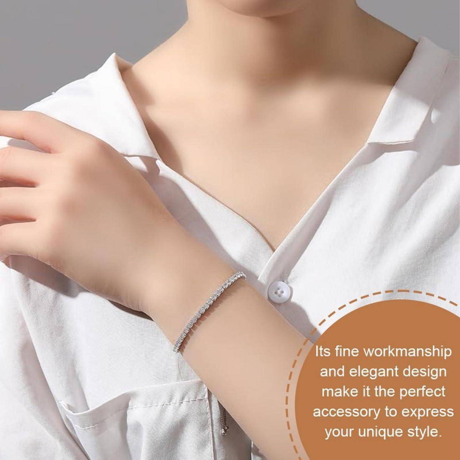 Silber Damen Armband Zirkonia Kristall Tennisarmband 925 Geschenk Box