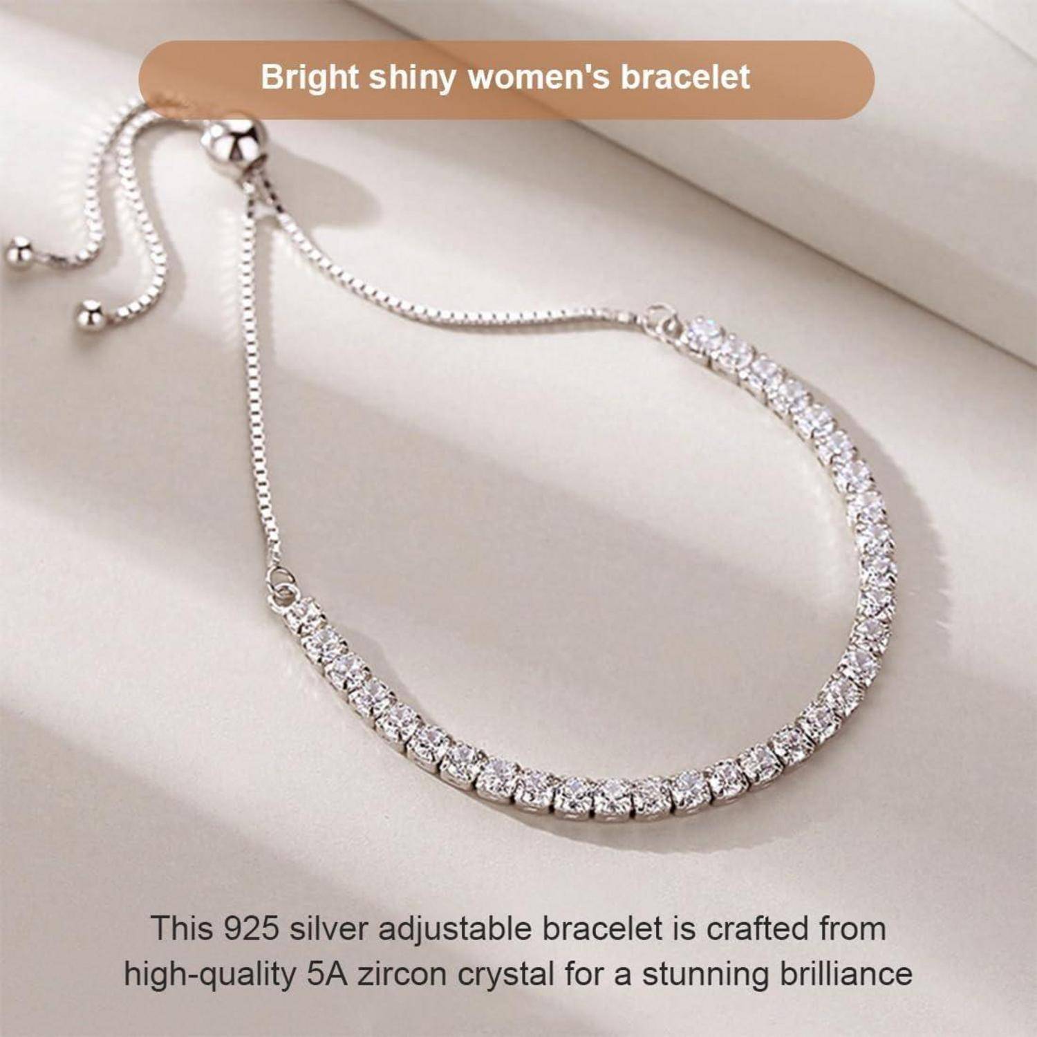 Silber Damen Armband Zirkonia Kristall Tennisarmband 925 Geschenk Box