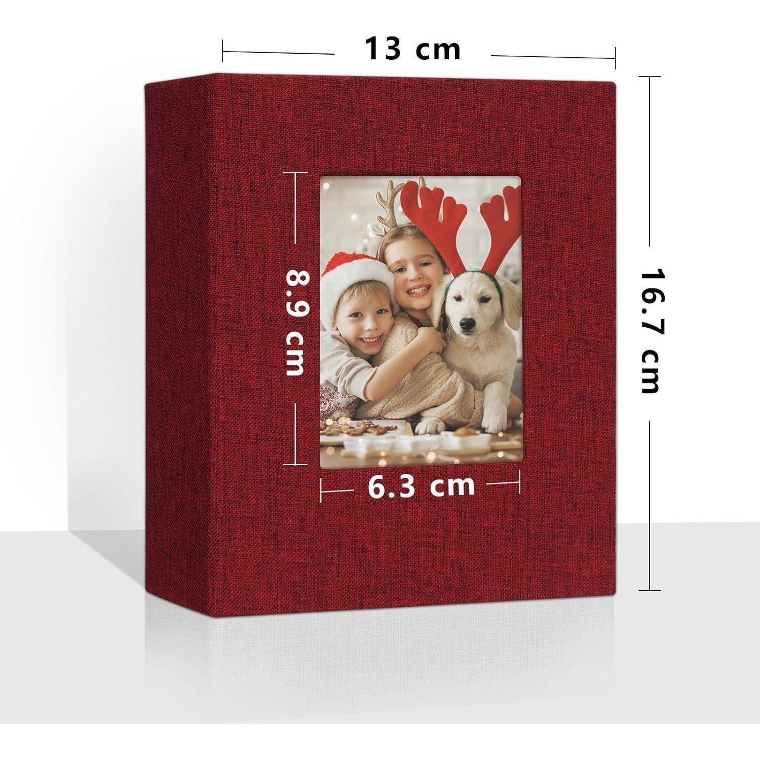 Fotoalbum Klein 10x15 Fotos 2er Pack Leinen Cover Frontfenster Rot