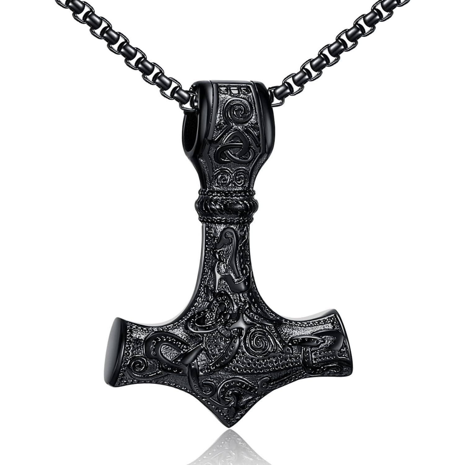 Wikinger Thors Hammer Halskette Edelstahl Viking Runen Schmuck Herren