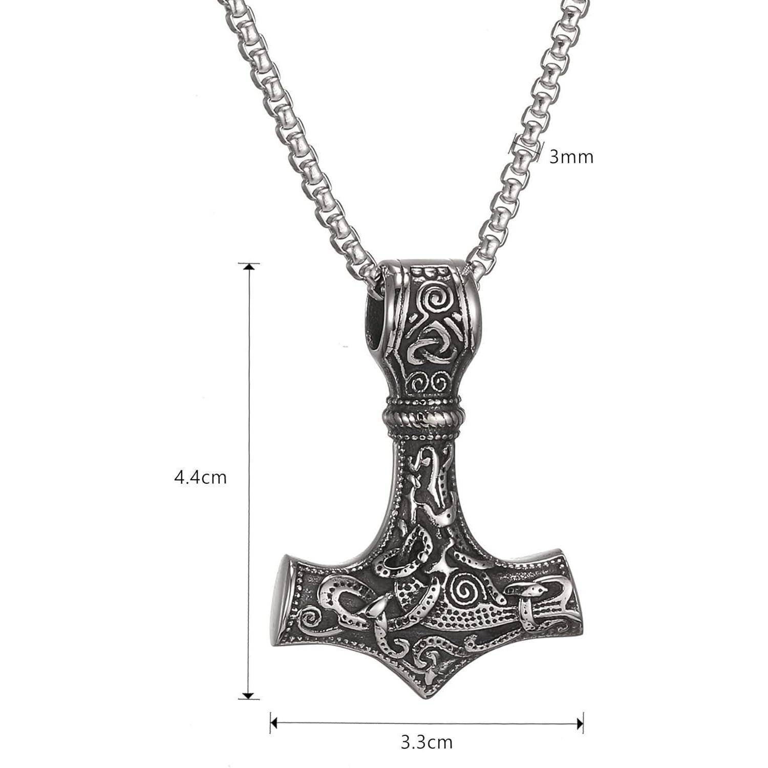 Wikinger Thors Hammer Halskette Edelstahl Viking Runen Schmuck Herren