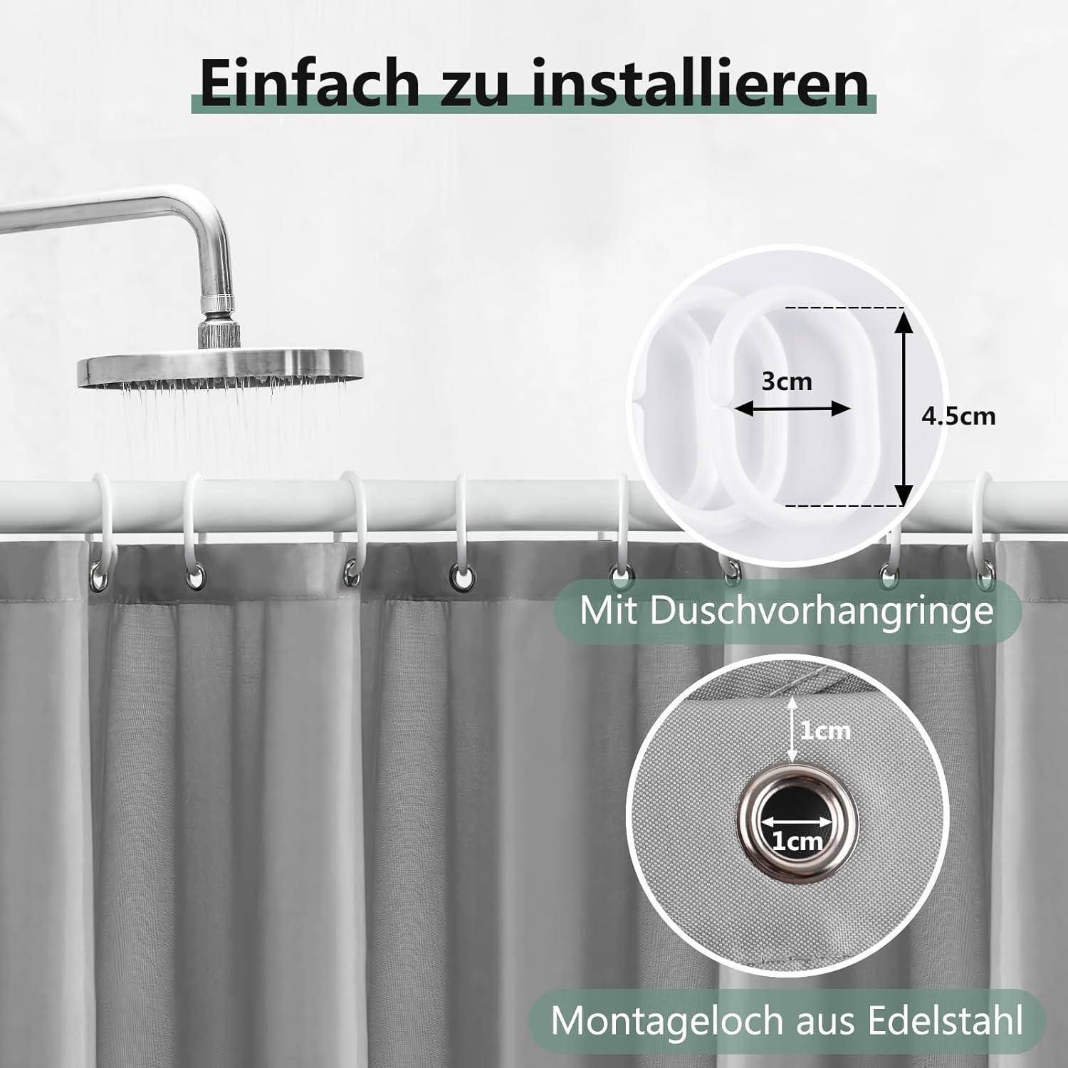 Duschvorhang 180x220cm Anti-schimmel PVC Wasserabweisend