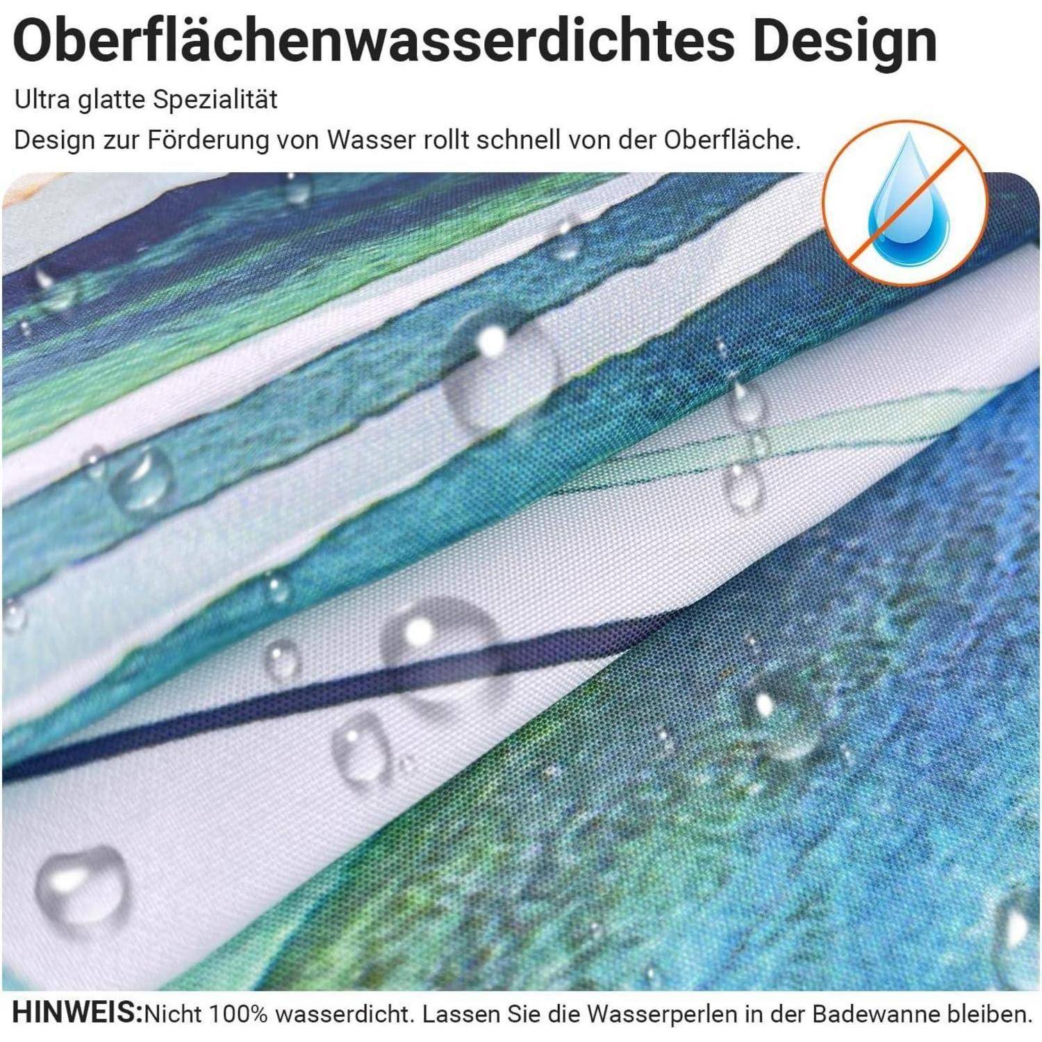 Duschvorhang 120x200cm Grün Blätter Wasserdicht Waschbar Textil