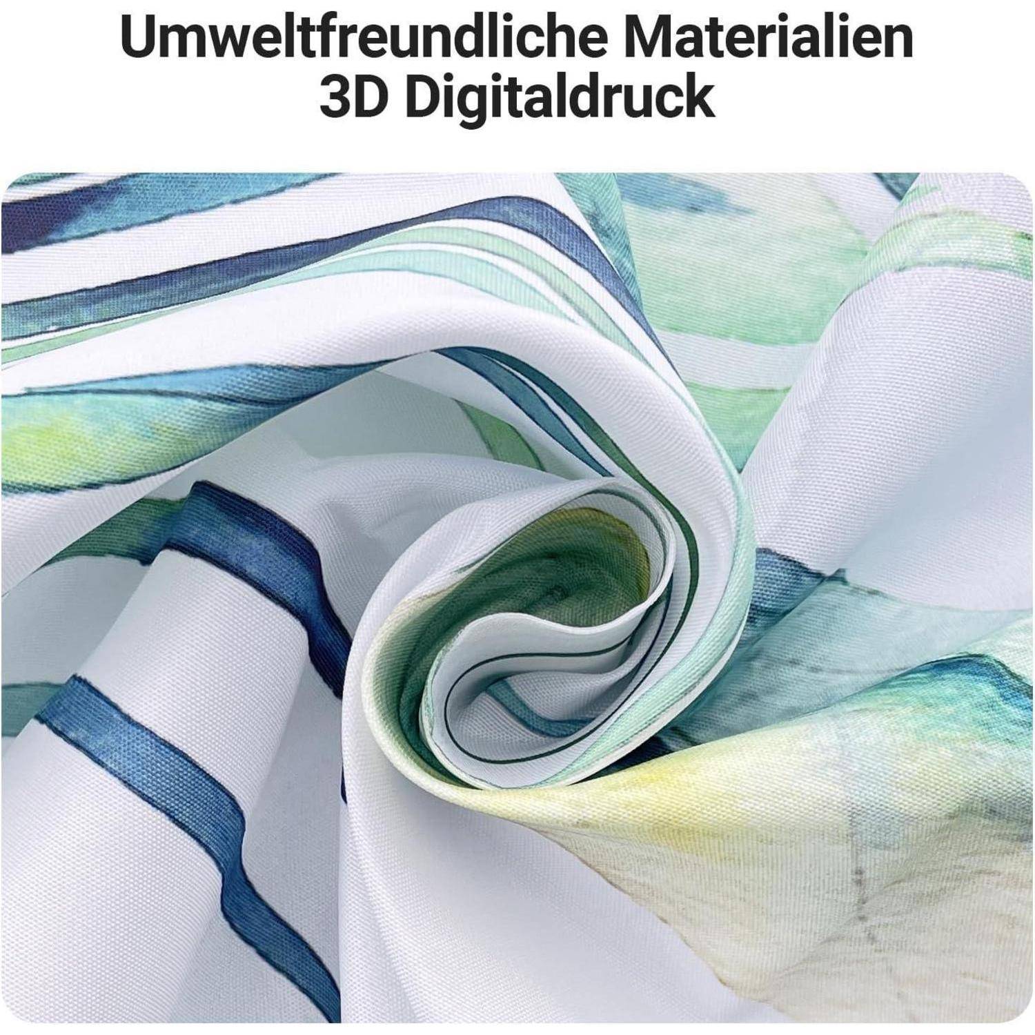 Duschvorhang 120x200cm Grün Blätter Wasserdicht Waschbar Textil