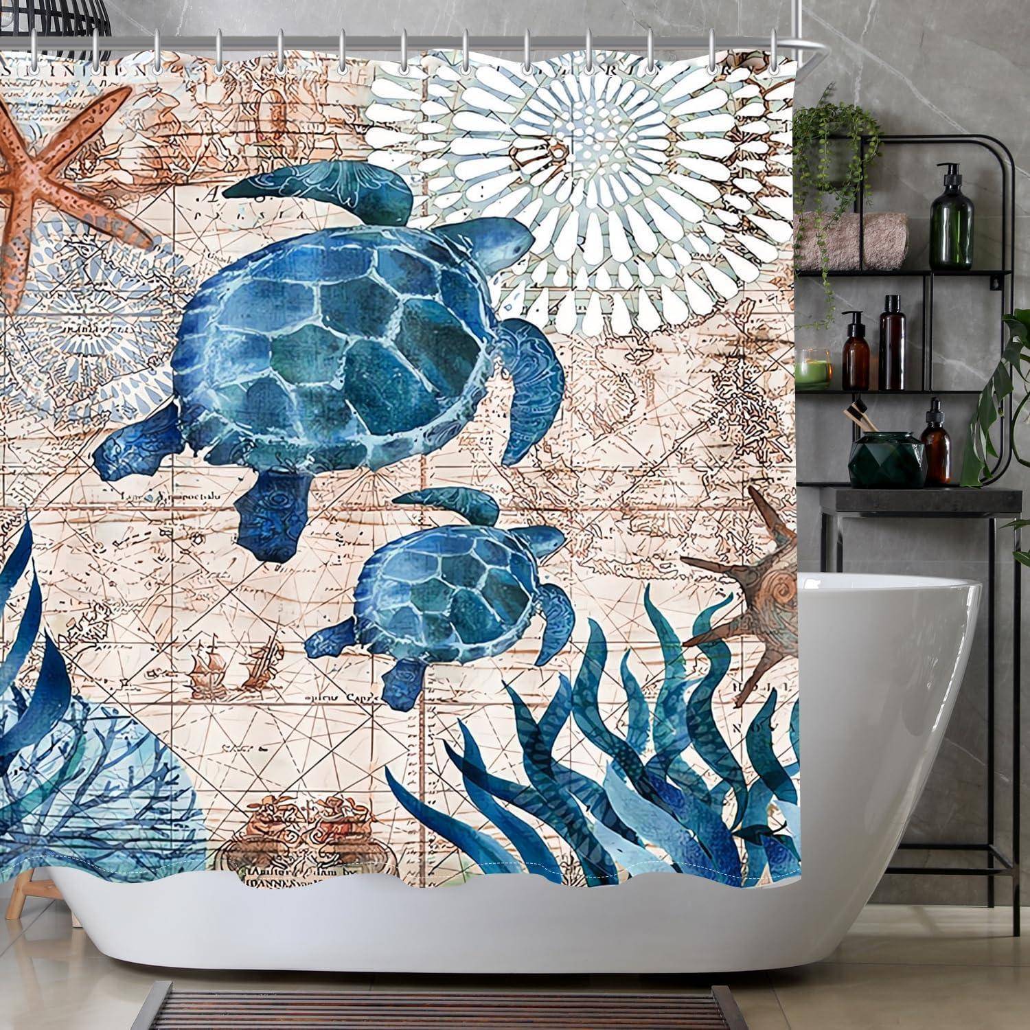 Duschvorhang 180x180cm Meeresschildkröte Wasserabweisend Antischimmel