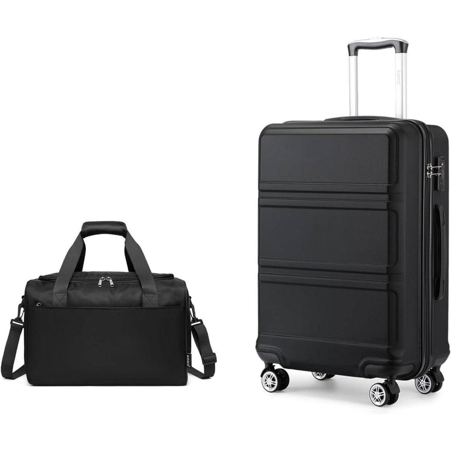 KONO Handgepäck-Koffer Trolley Set 2 Teilig, Schwarz 55cm