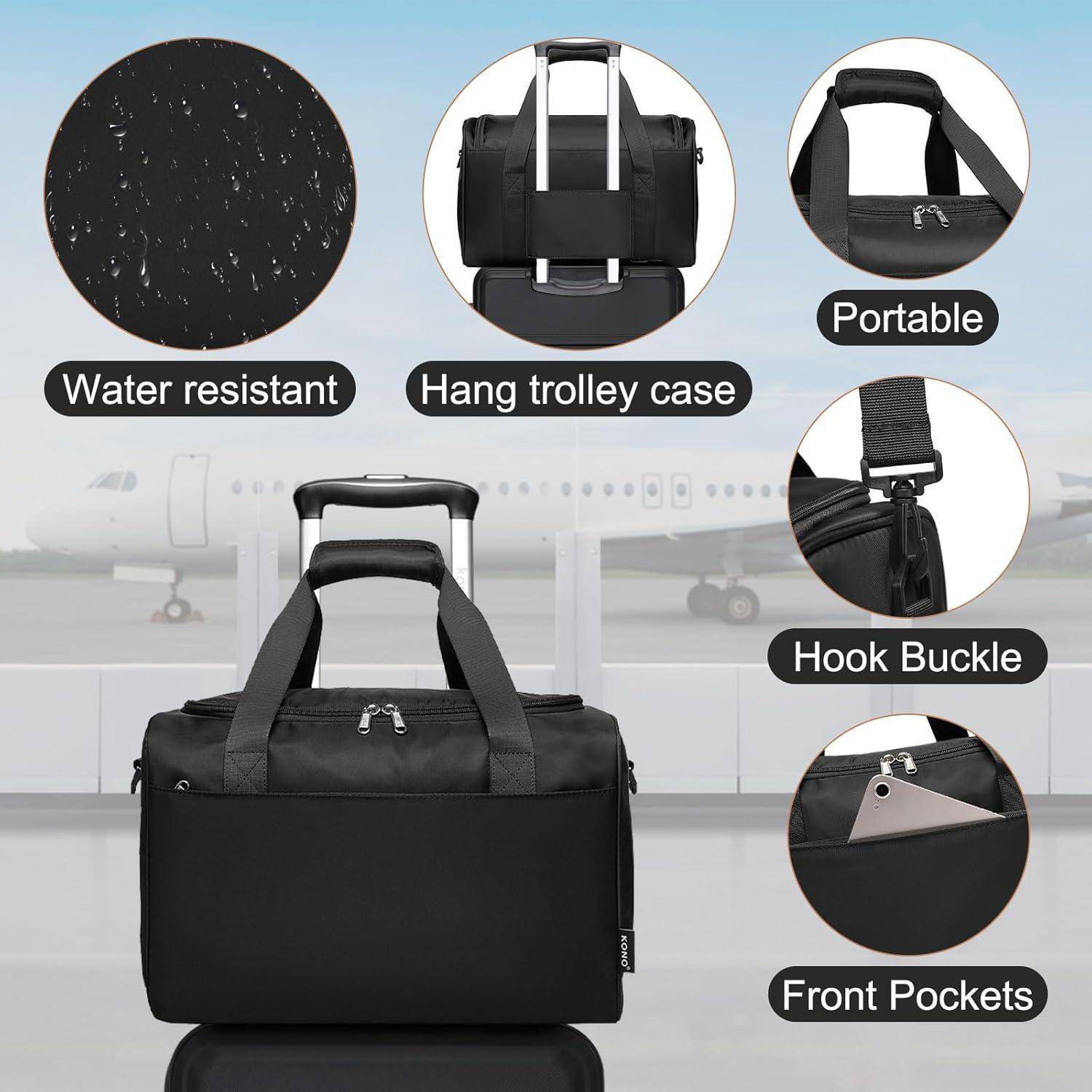 KONO Handgepäck-Koffer Trolley Set 2 Teilig, Schwarz 55cm