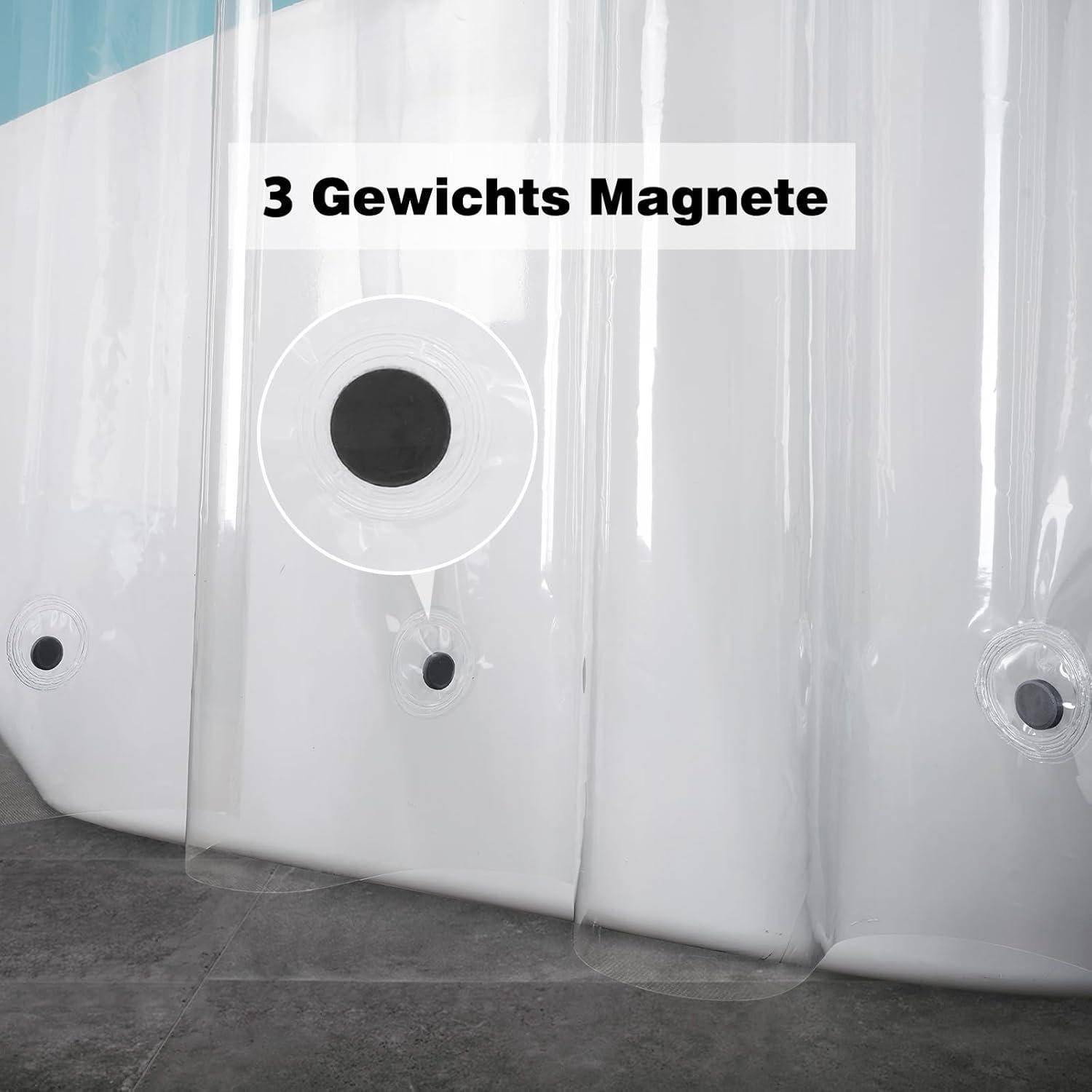 Duschvorhang 120x200 Transparent Wasserdicht Schmal Badvorhang Magnete