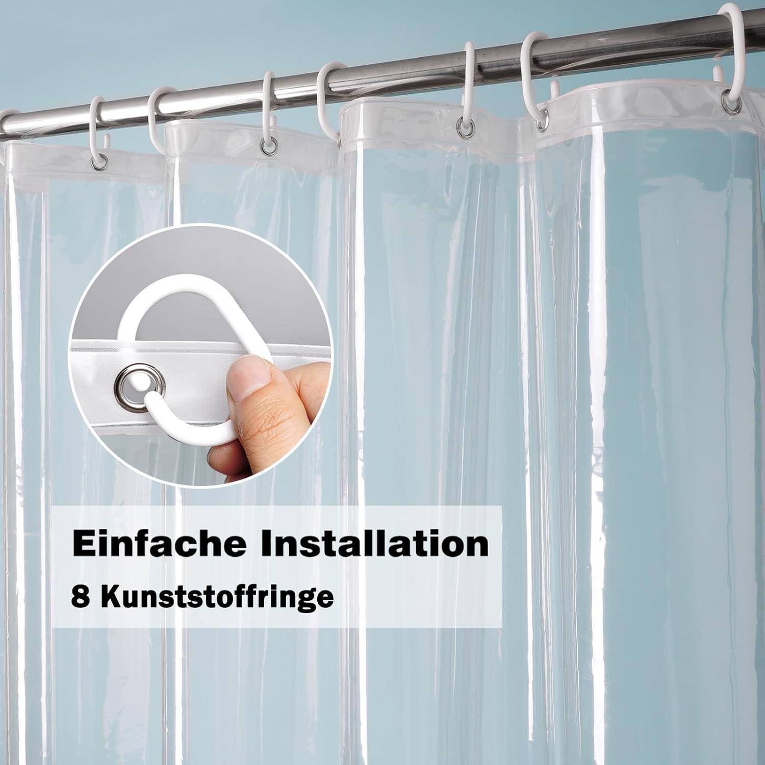 Duschvorhang 120x200 Transparent Wasserdicht Schmal Badvorhang Magnete