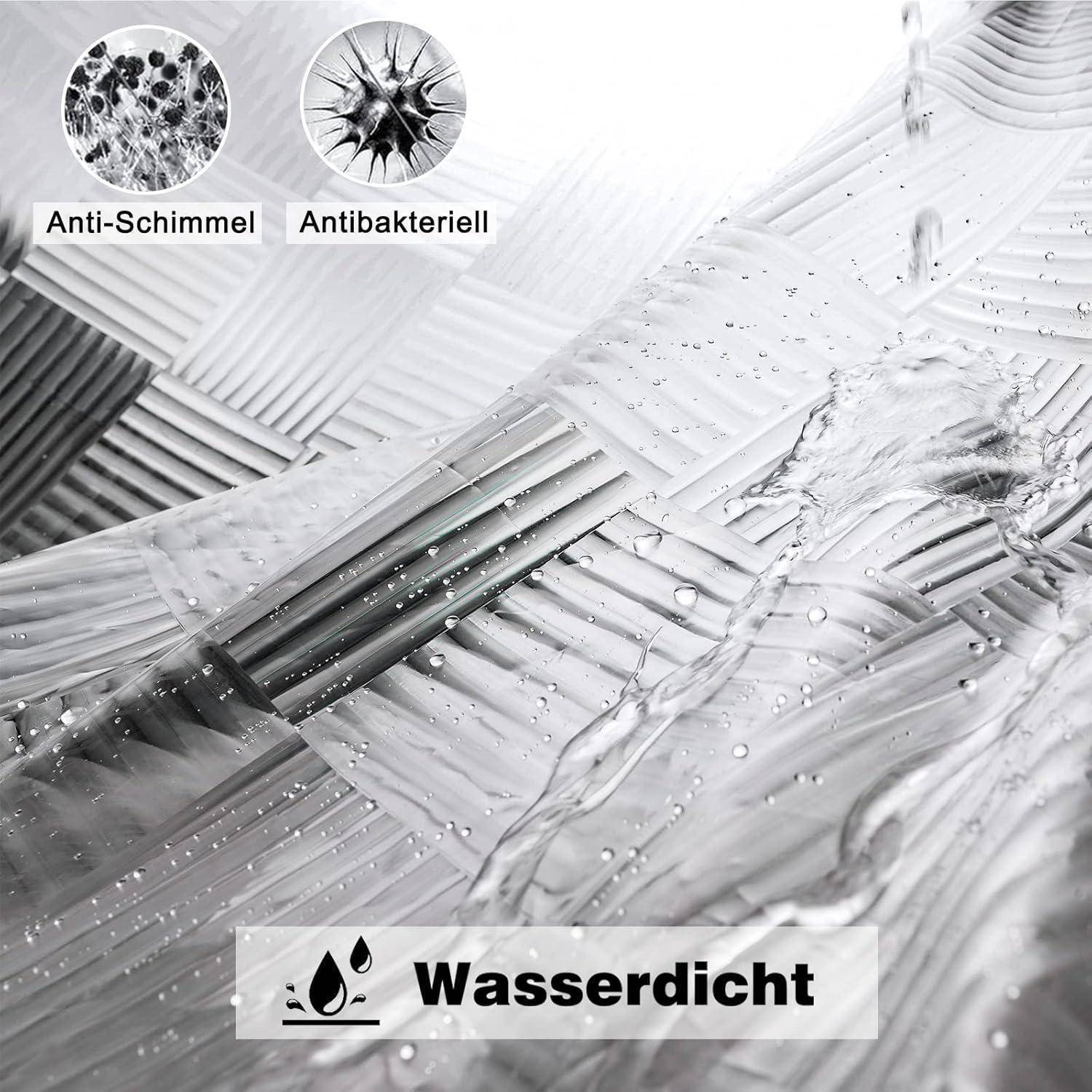 Überlänge Duschvorhang 180x220cm Geometrisch 3D Muster Wasserdicht