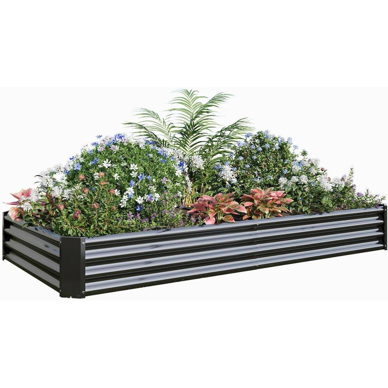 Hochbeet-Set Verzinktes Metall 232x113x30cm für Garten Gemüse Kräuter