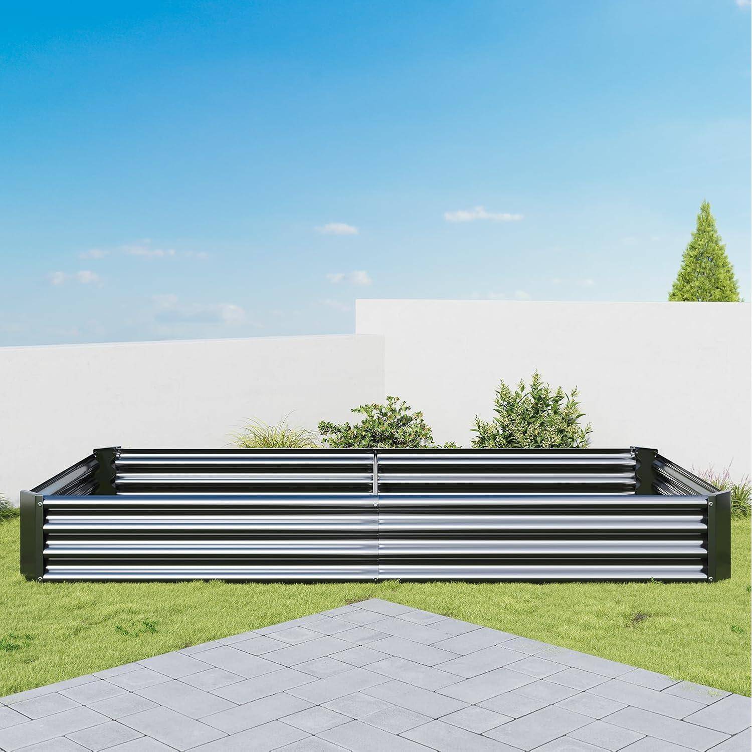 Hochbeet-Set Verzinktes Metall 232x113x30cm für Garten Gemüse Kräuter