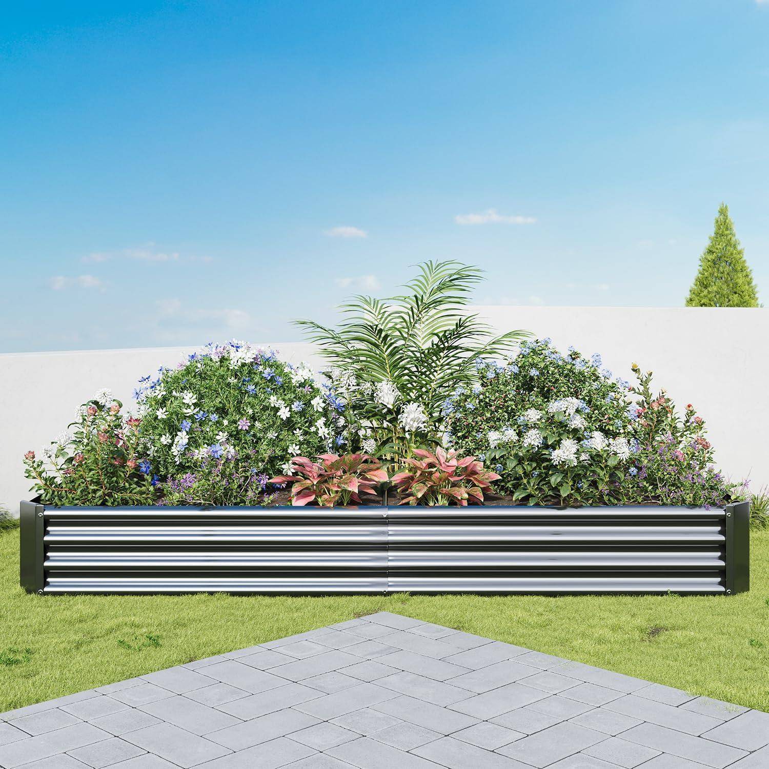 Hochbeet-Set Verzinktes Metall 232x113x30cm für Garten Gemüse Kräuter