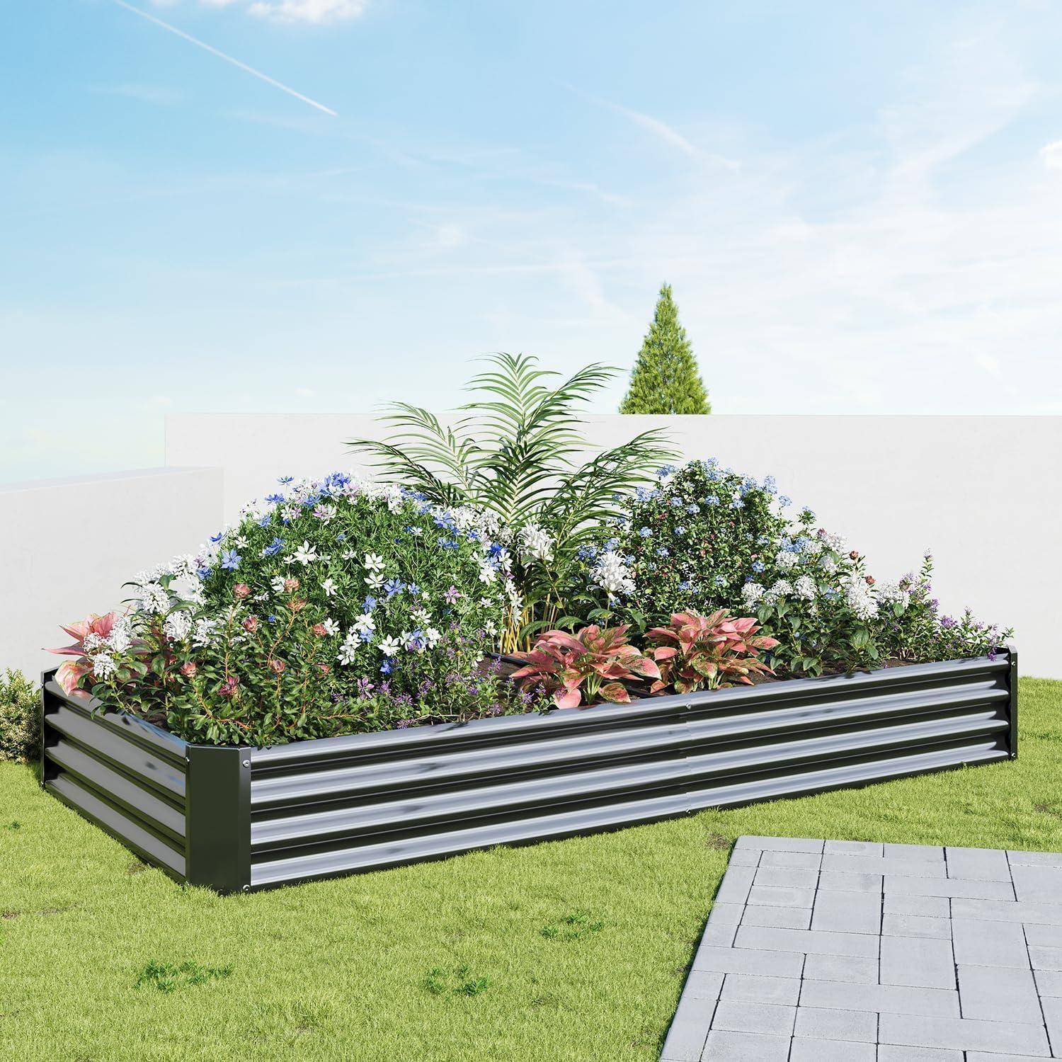 Hochbeet-Set Verzinktes Metall 232x113x30cm für Garten Gemüse Kräuter