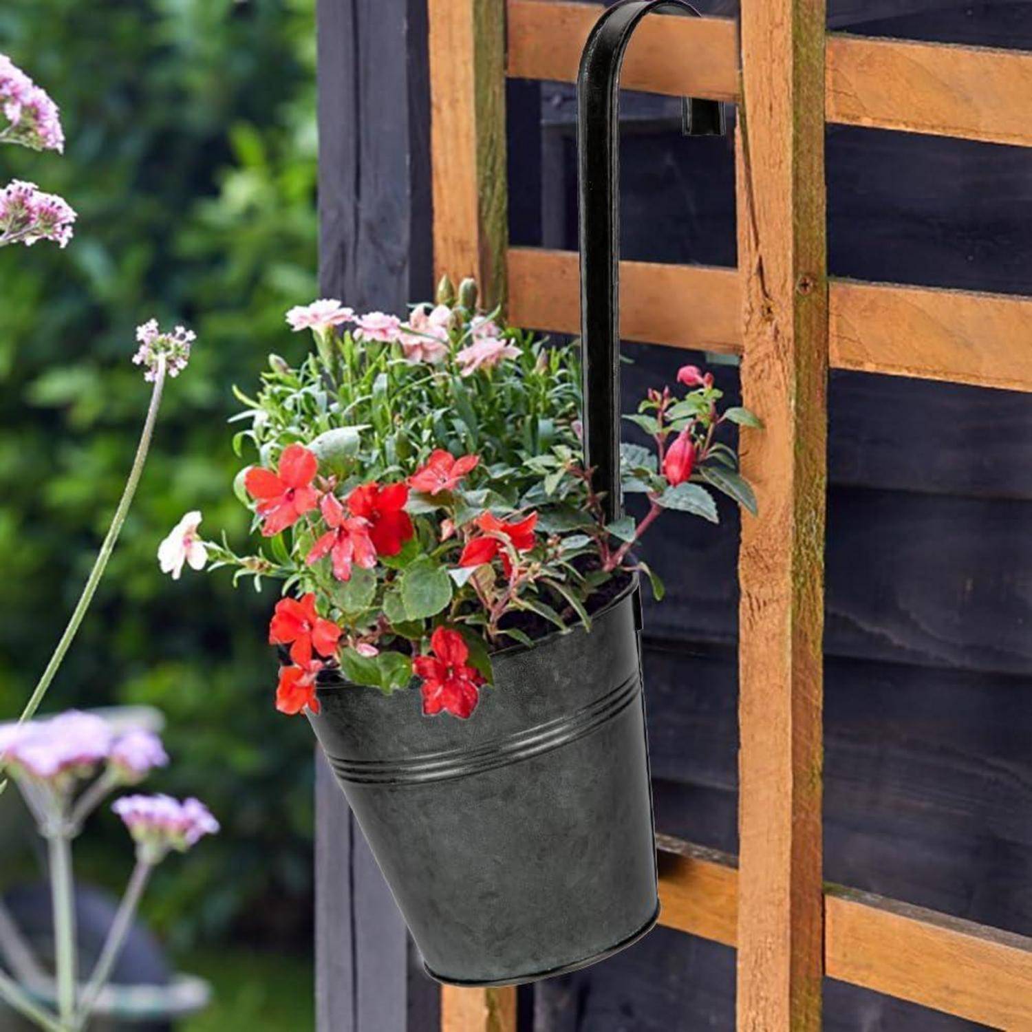 6er Set Hängende Blumentöpfe verzinkter Stahl für moderne Dekoration