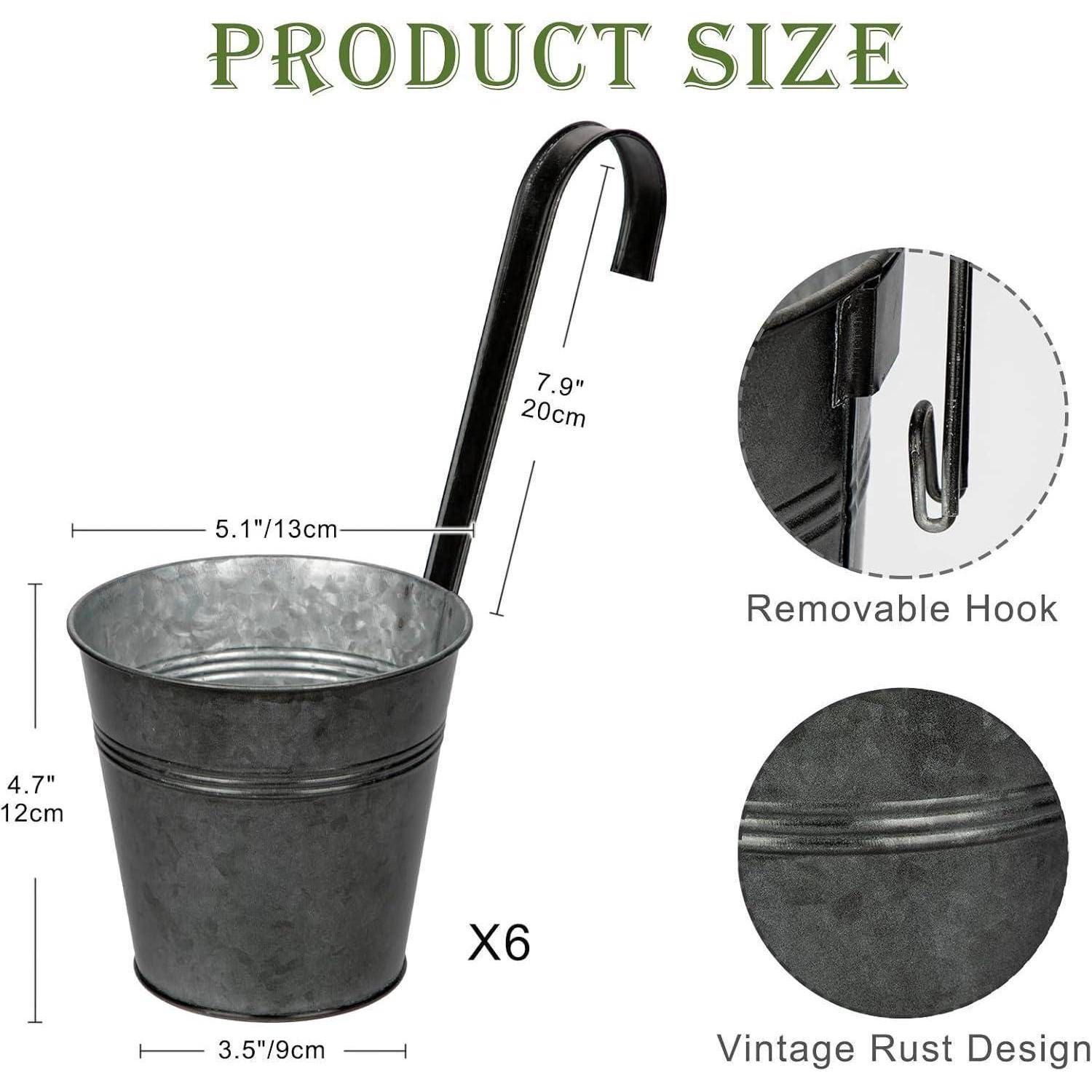 6er Set Hängende Blumentöpfe verzinkter Stahl für moderne Dekoration