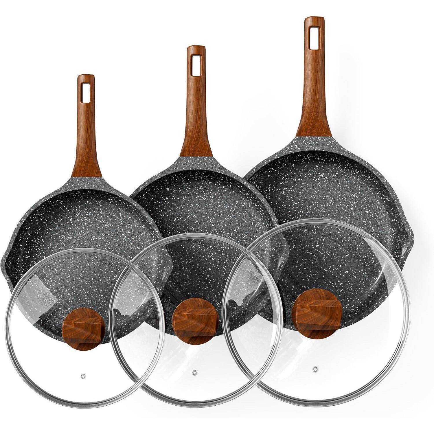Induktion Pfannenset mit Deckeln Antihaft Bratpfannen Set 20 cm 24 cm