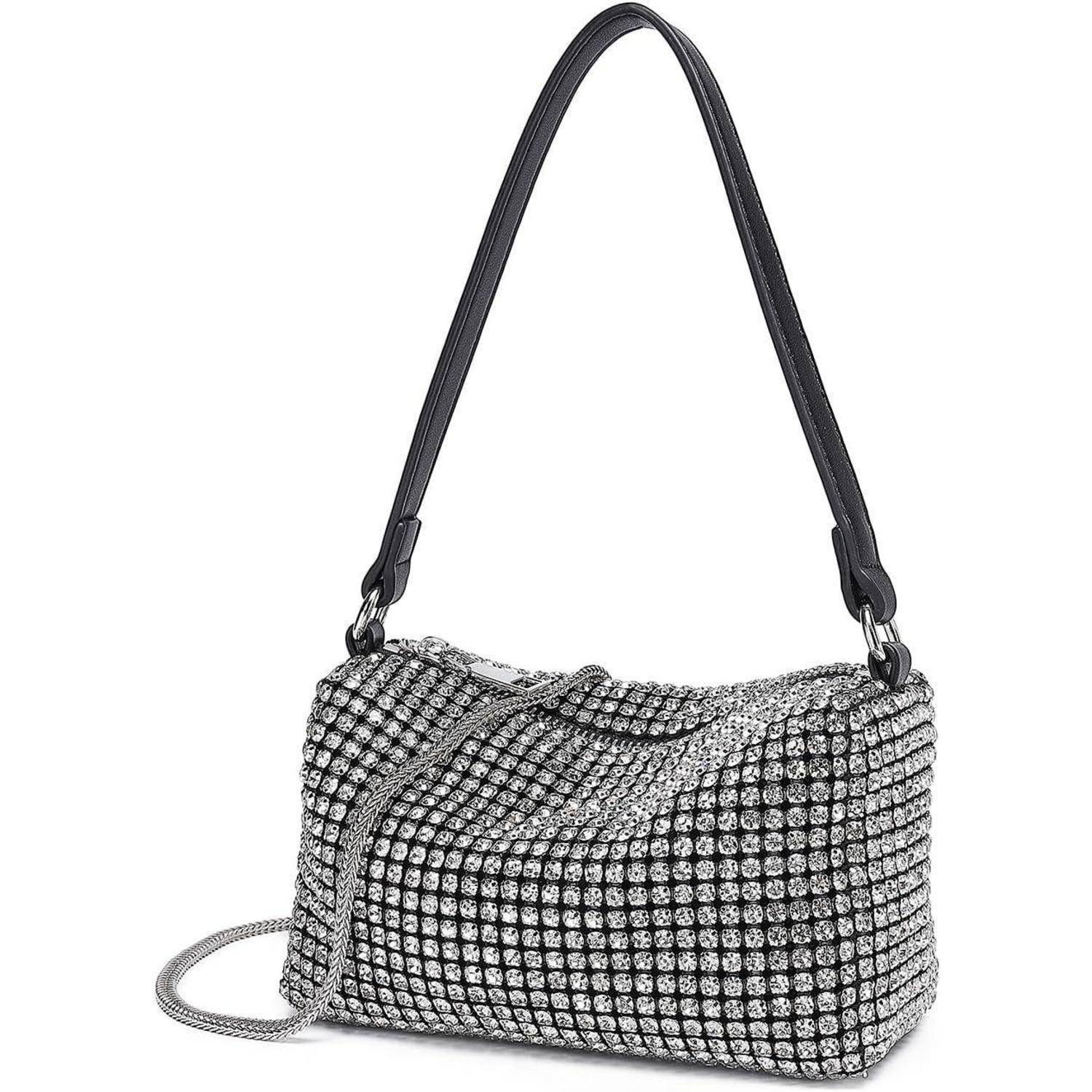 Glitzer Clutch Damen Kristall Diamant Abendtasche Umhängetasche