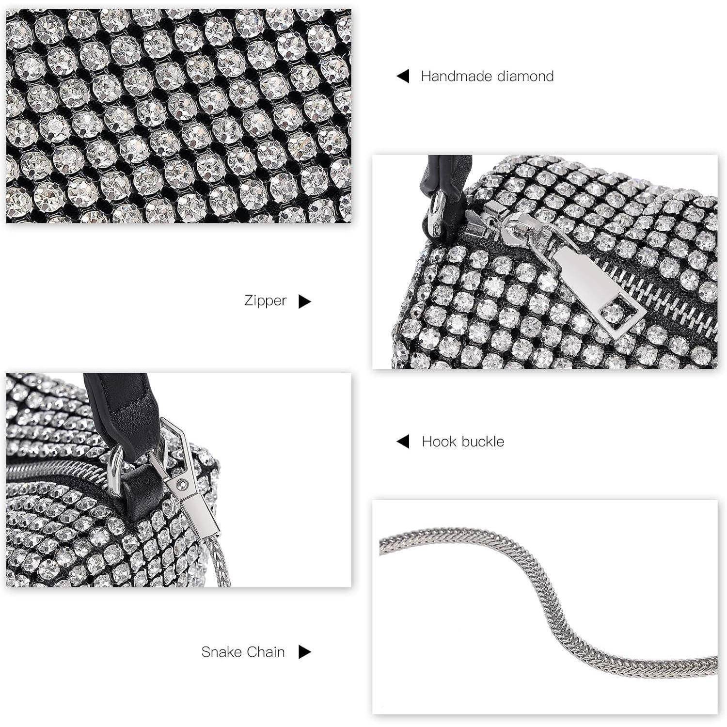 Glitzer Clutch Damen Kristall Diamant Abendtasche Umhängetasche