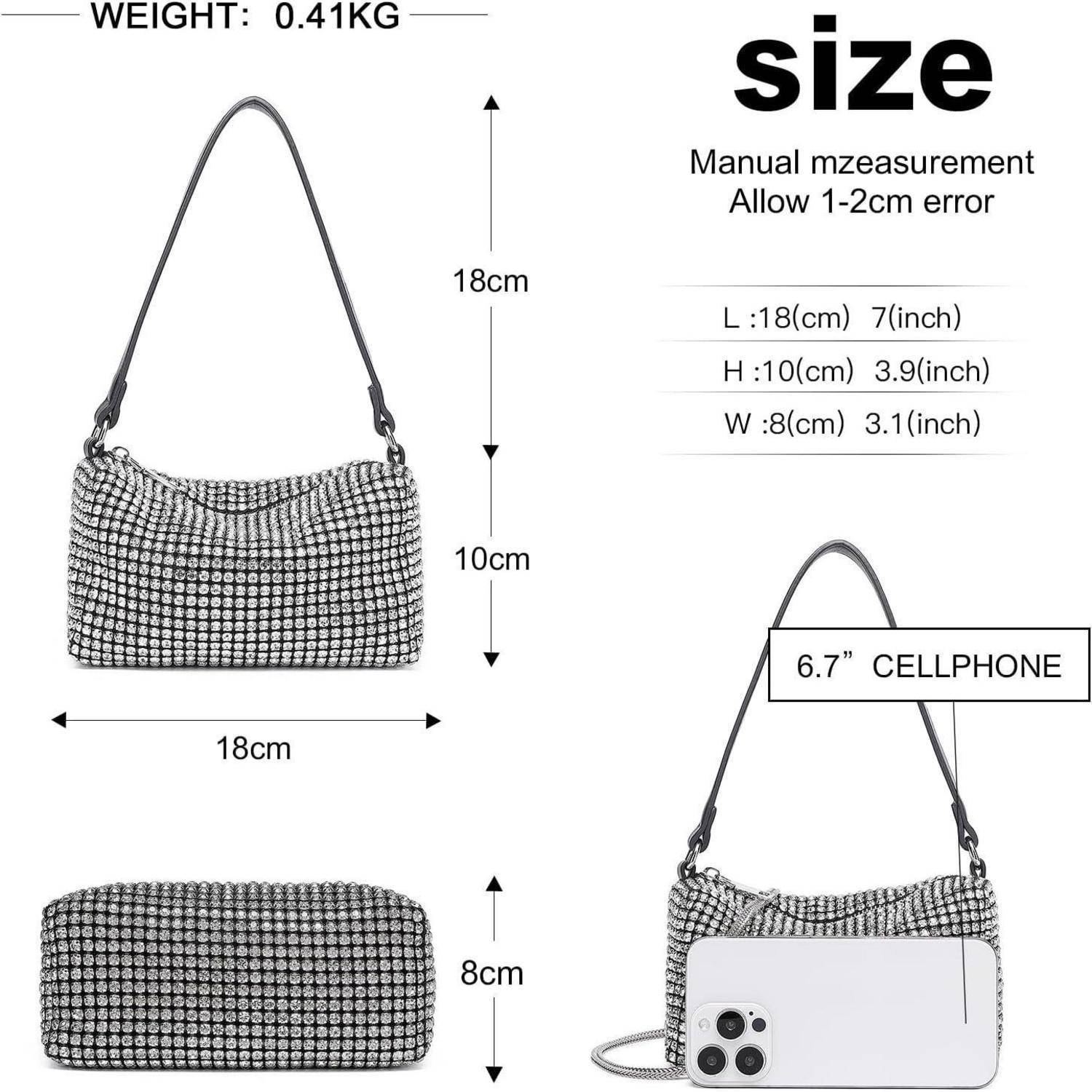 Glitzer Clutch Damen Kristall Diamant Abendtasche Umhängetasche