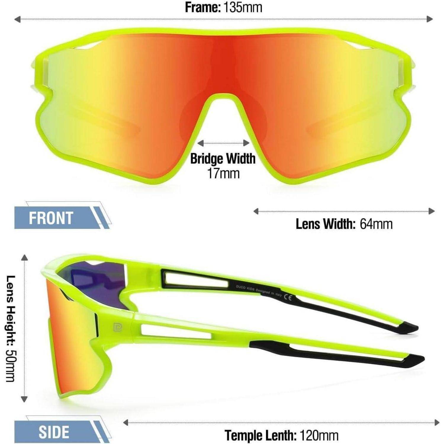 Kinder Sport Sonnenbrille UV400 TR90 Rahmen Jugend DK268 Fluore Grün