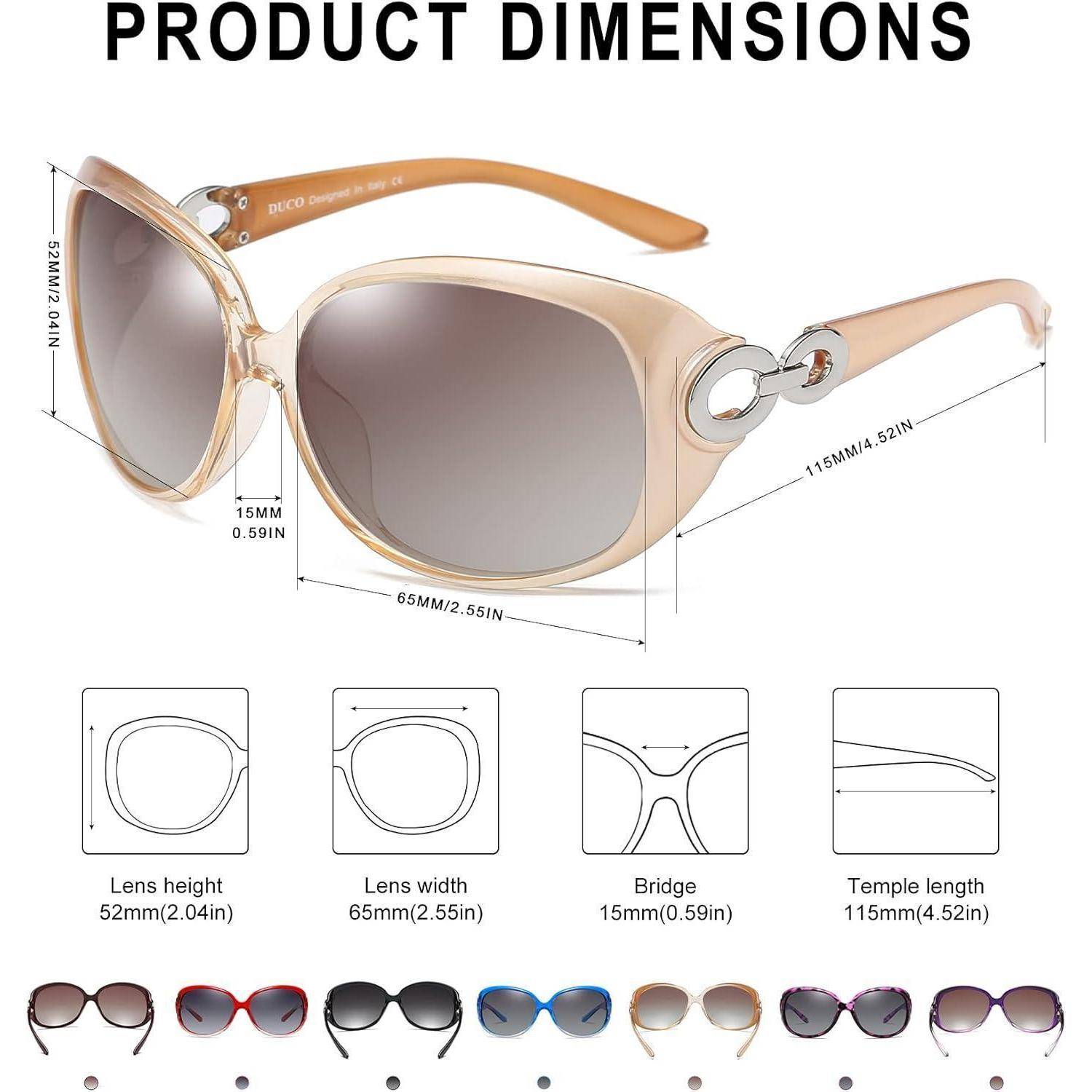 Sonnenbrille Damen Klassisch Polarisiert Übergroß UV-Schutz 1220