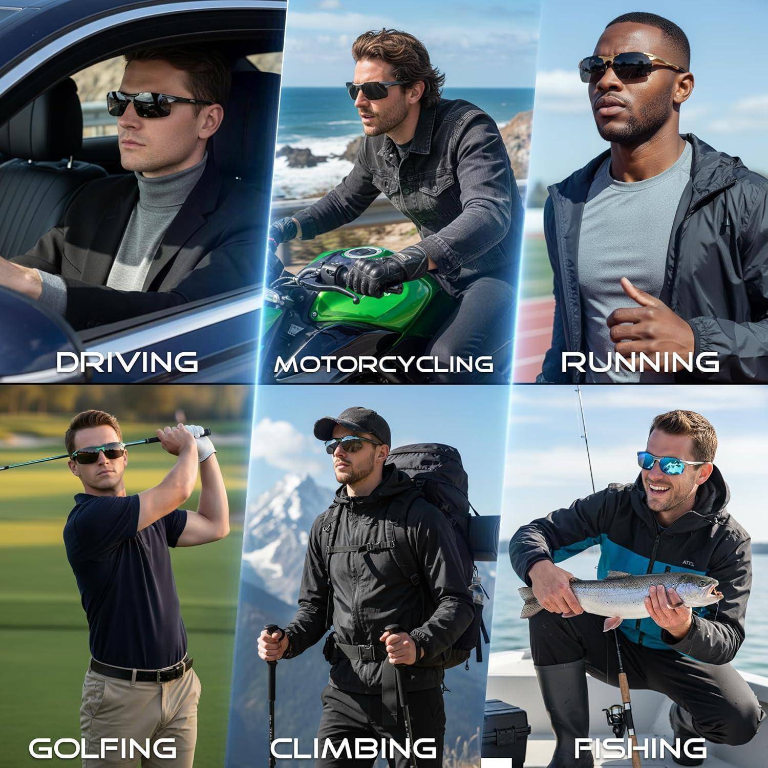 Herren Polarisierte Metallrahmen Sport Sonnenbrille Al-Mg Ultraleicht