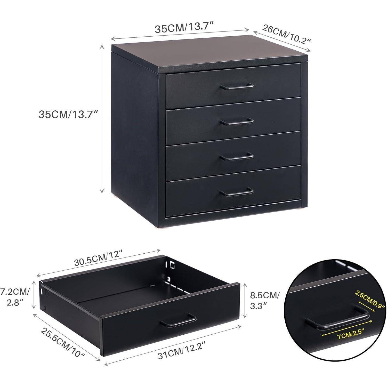 Schreibtisch-Aktenschrank mit 4 Schubladen für A4-Schwarz