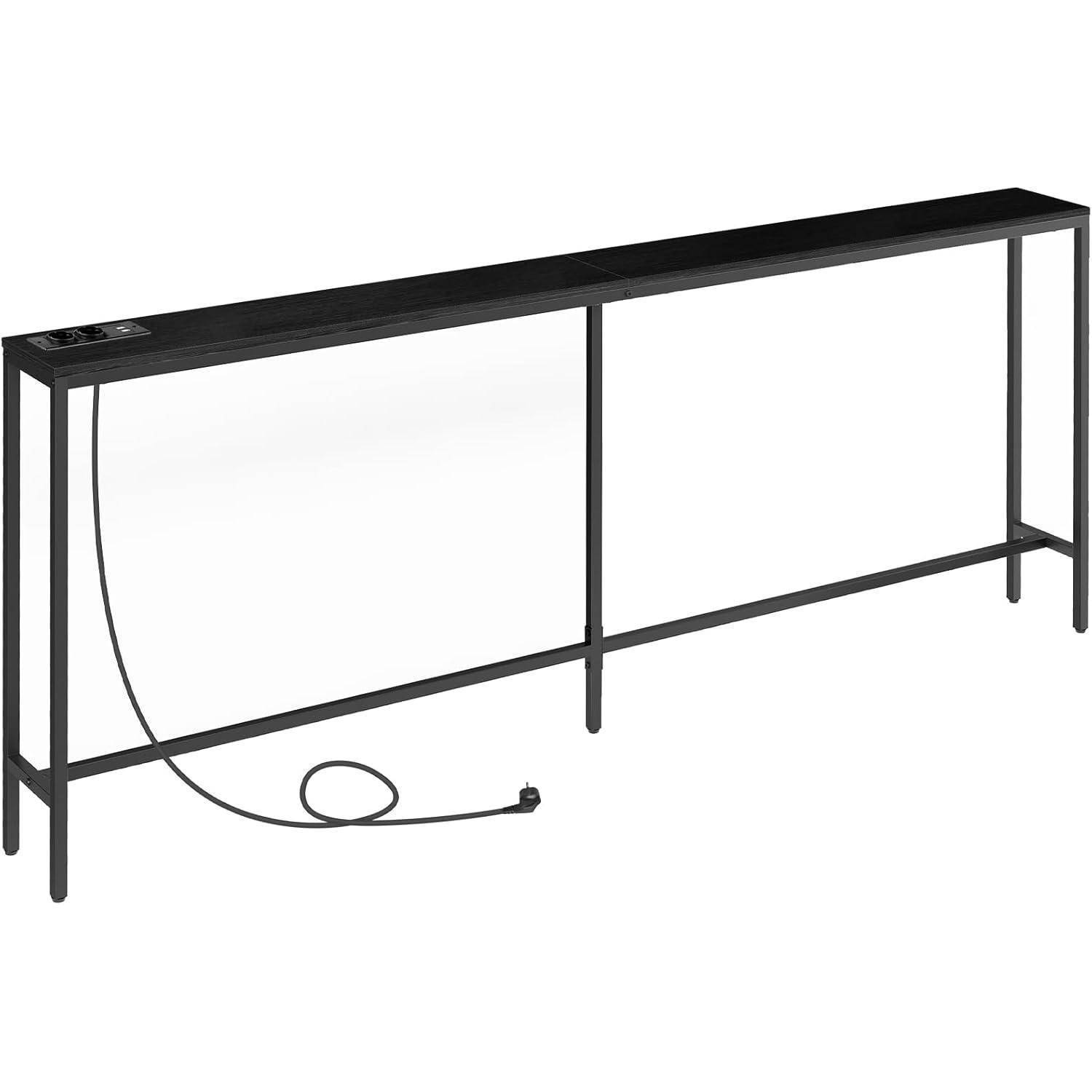 Konsolentisch mit Ladestation USB-Anschlüssen Schwarz 200 cm