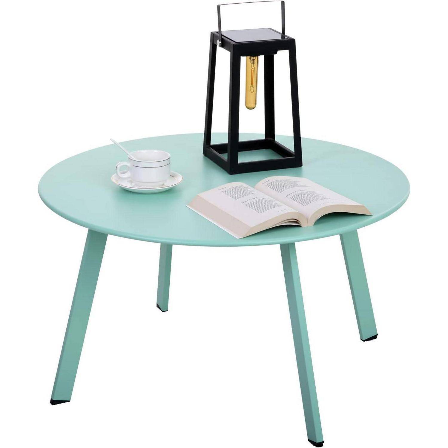 Beistelltisch Metall Garten Rund Sofatisch Kaffeetisch Grün Ø 70 x 40H