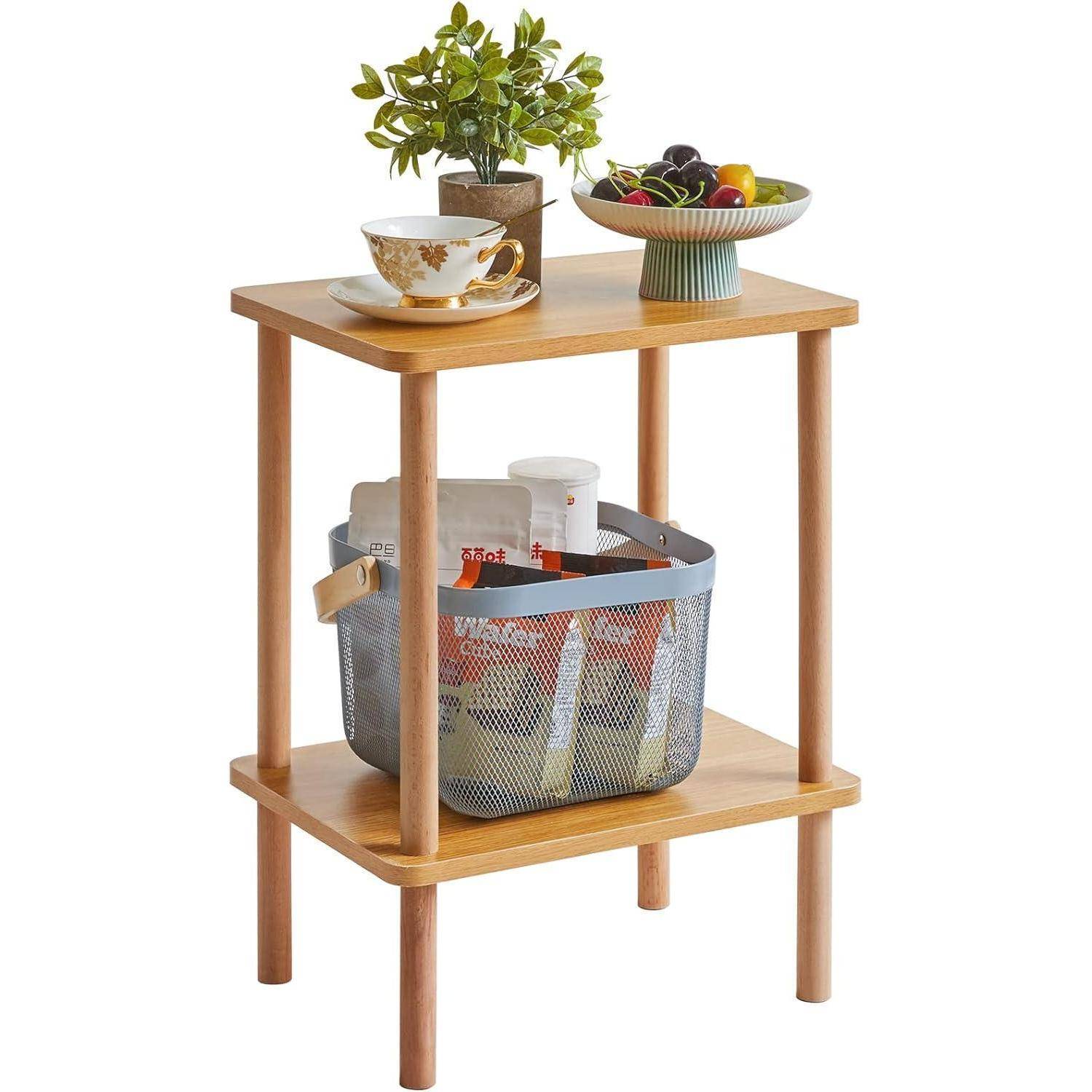 Holz Beistelltisch mit 2 Ebenen 39x29x53cm Schlafzimmer Wohnzimmer