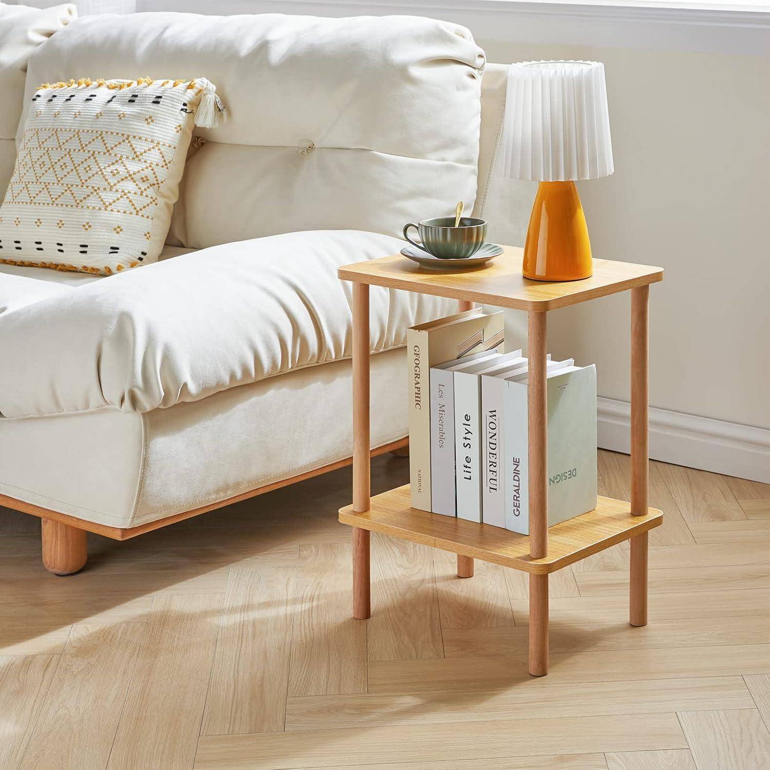 Holz Beistelltisch mit 2 Ebenen 39x29x53cm Schlafzimmer Wohnzimmer