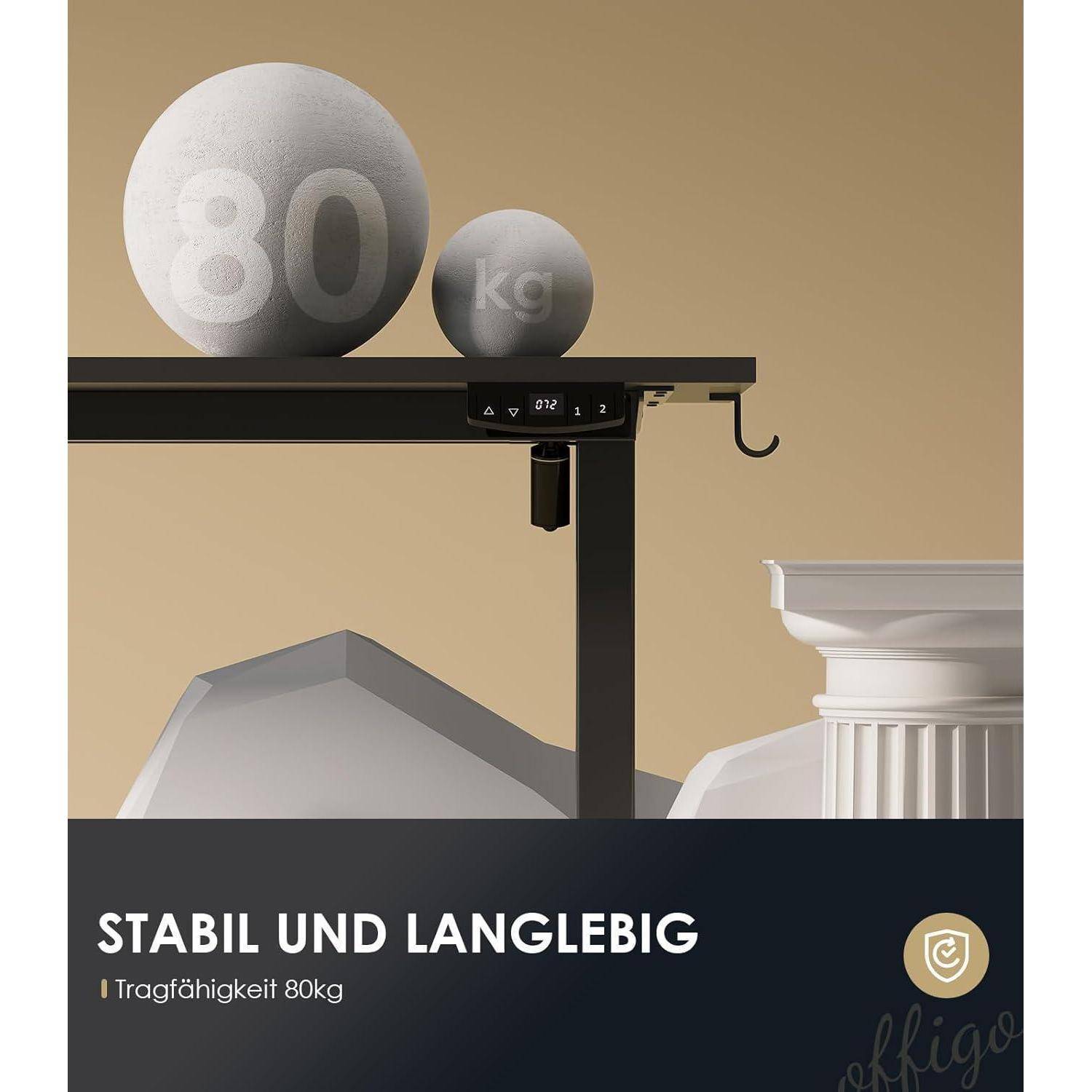 Schreibtisch Höhenverstellbar Elektrisch 180cm 180 x 70 cm Schwarz