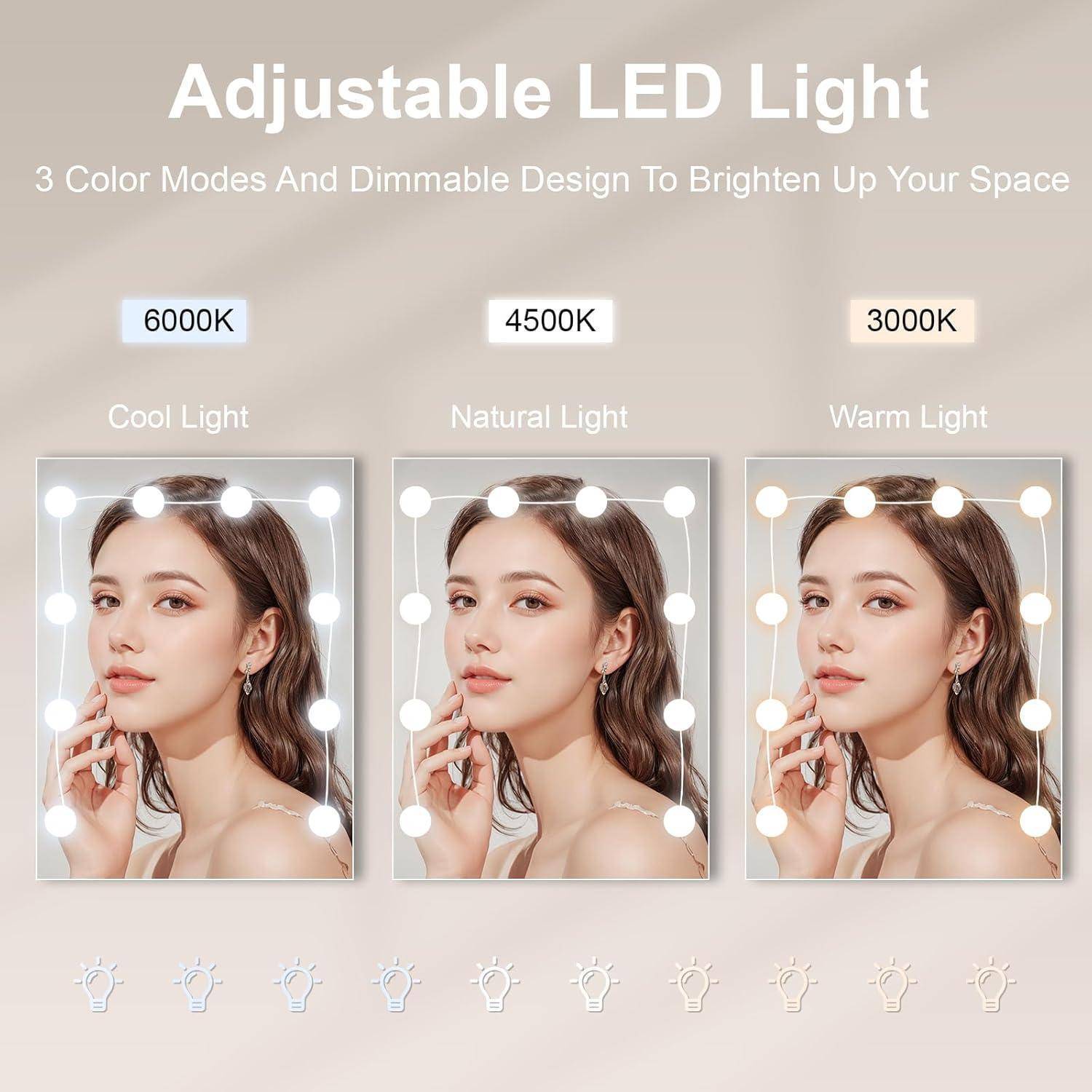 Schminktisch LED-Beleuchtung Spiegel Make-up Kosmetiktisch MDF