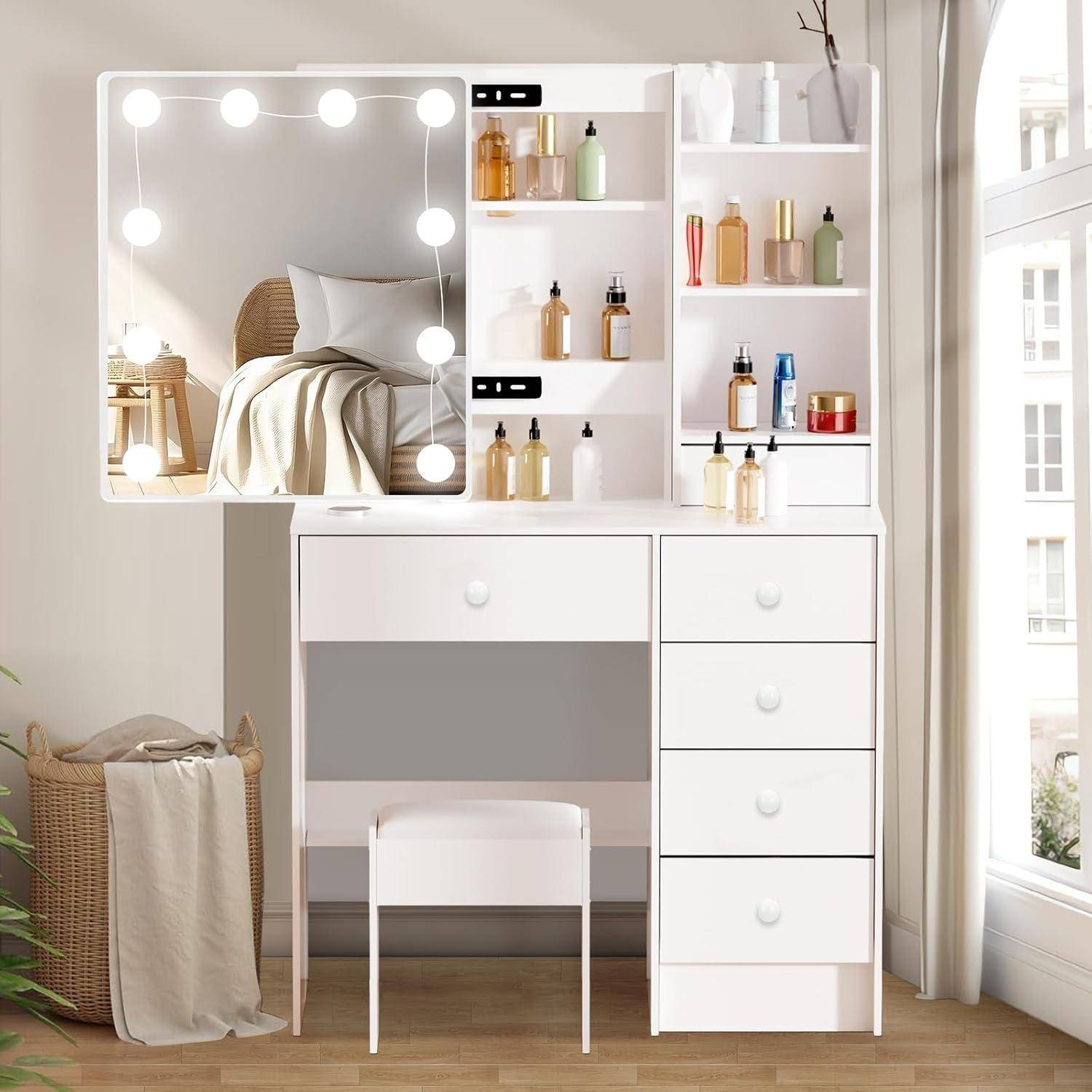 Schminktisch LED-Beleuchtung Spiegel Make-up Kosmetiktisch Helligkeit