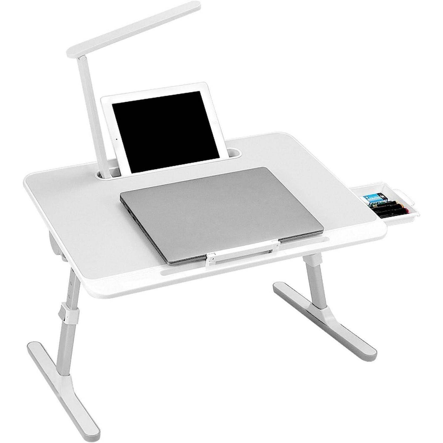 Laptoptisch höhenverstellbar klappbar Schublade LED Lampe 60x40cm