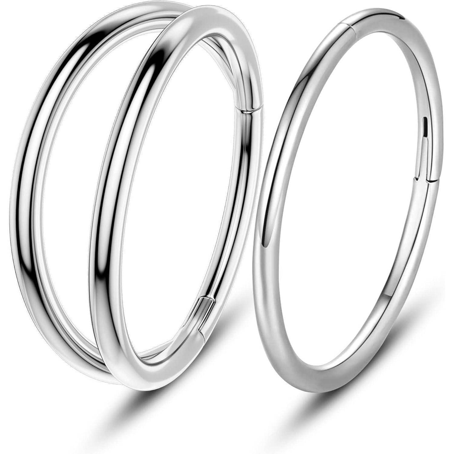 16G 2pcs Helix Piercings Silber Chirurgenstahl Cartilage Hoops