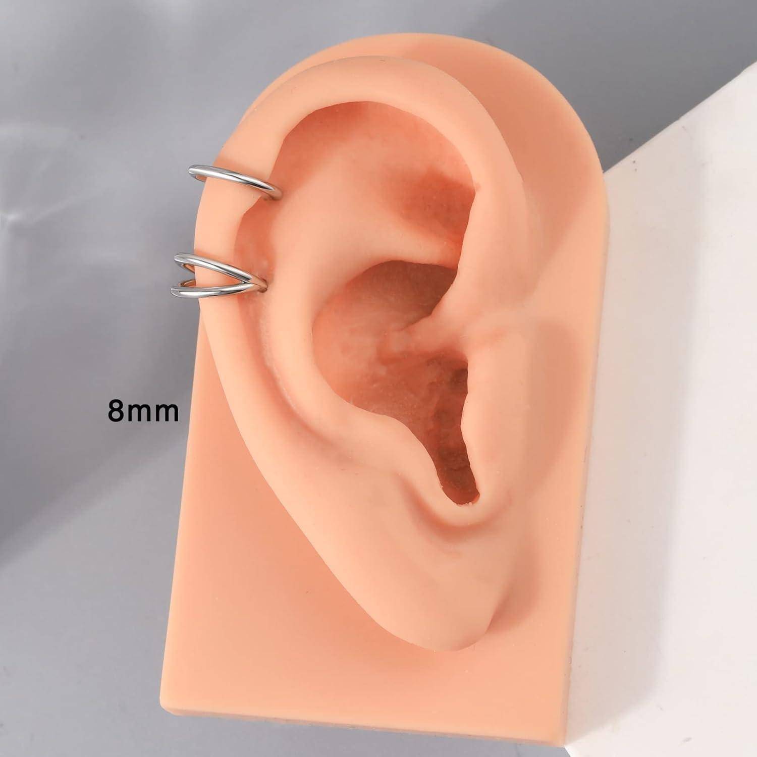16G 2pcs Helix Piercings Silber Chirurgenstahl Cartilage Hoops