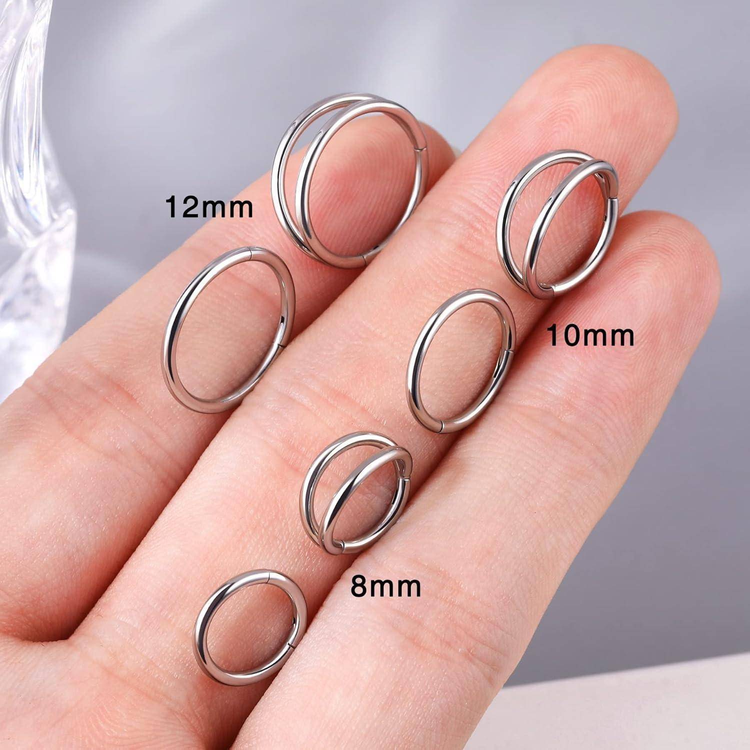 16G 2pcs Helix Piercings Silber Chirurgenstahl Cartilage Hoops