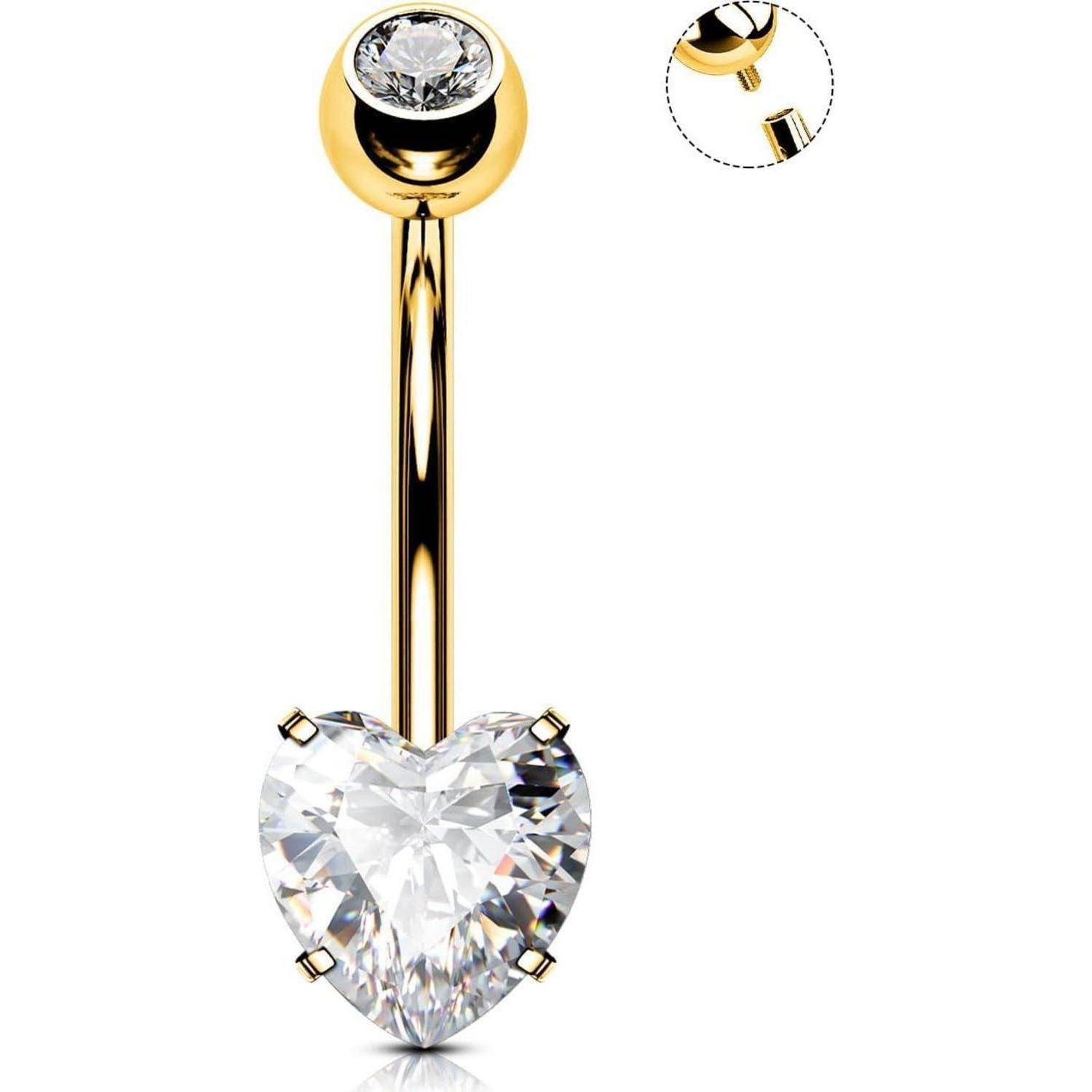 Bauchnabelpiercing 14G Titan Herz Gold 14mm Frauen Schmuck