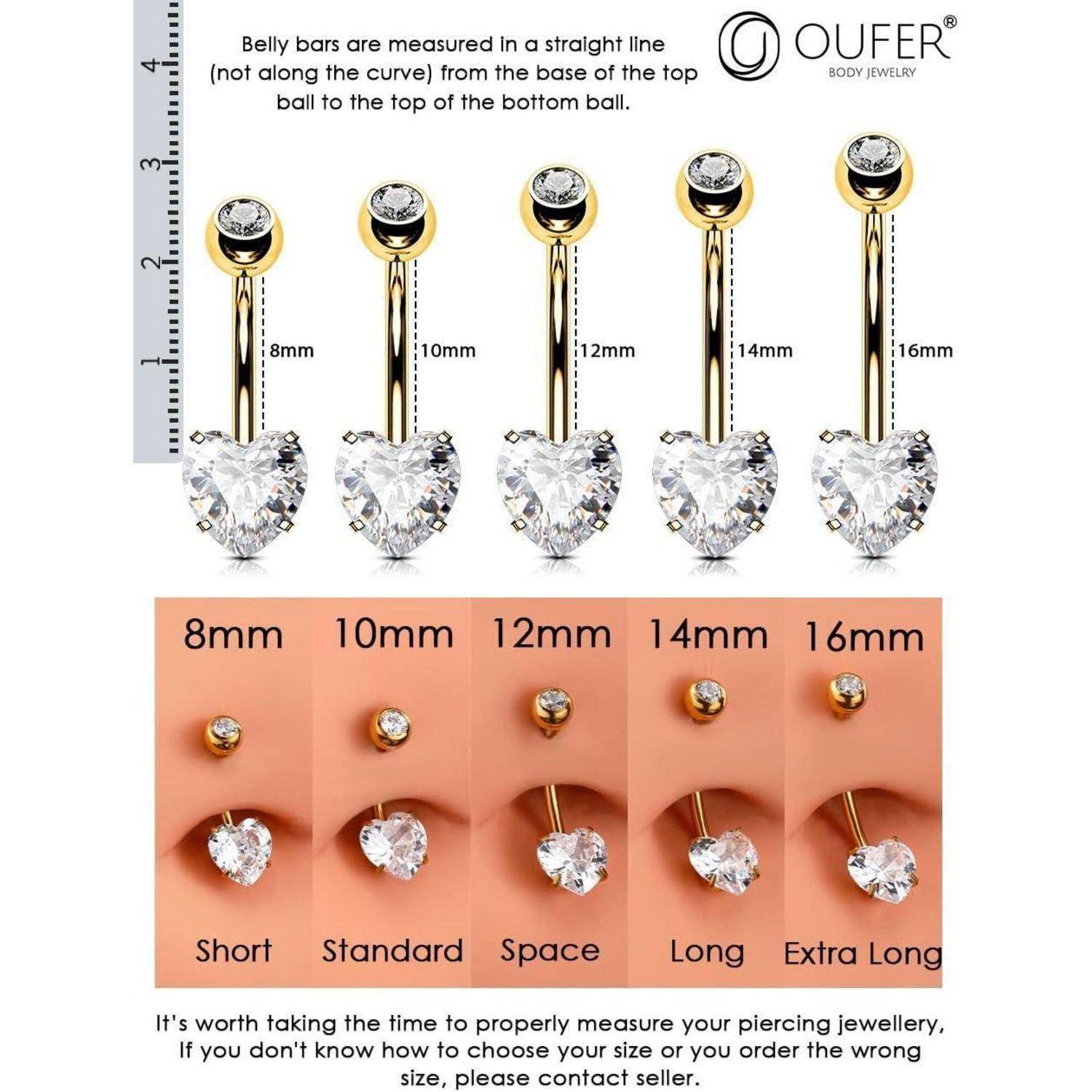 Bauchnabelpiercing 14G Titan Herz Gold 14mm Frauen Schmuck