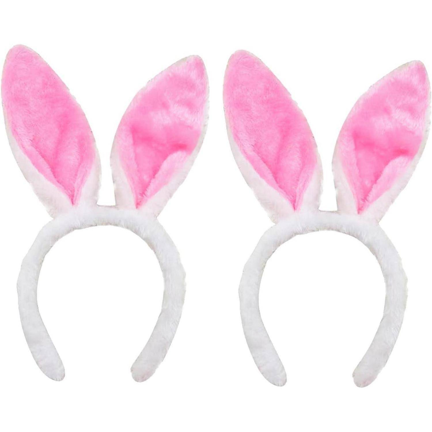 2er Set Pink Plüsch Hasenohren Haarreif für Ostern Party
