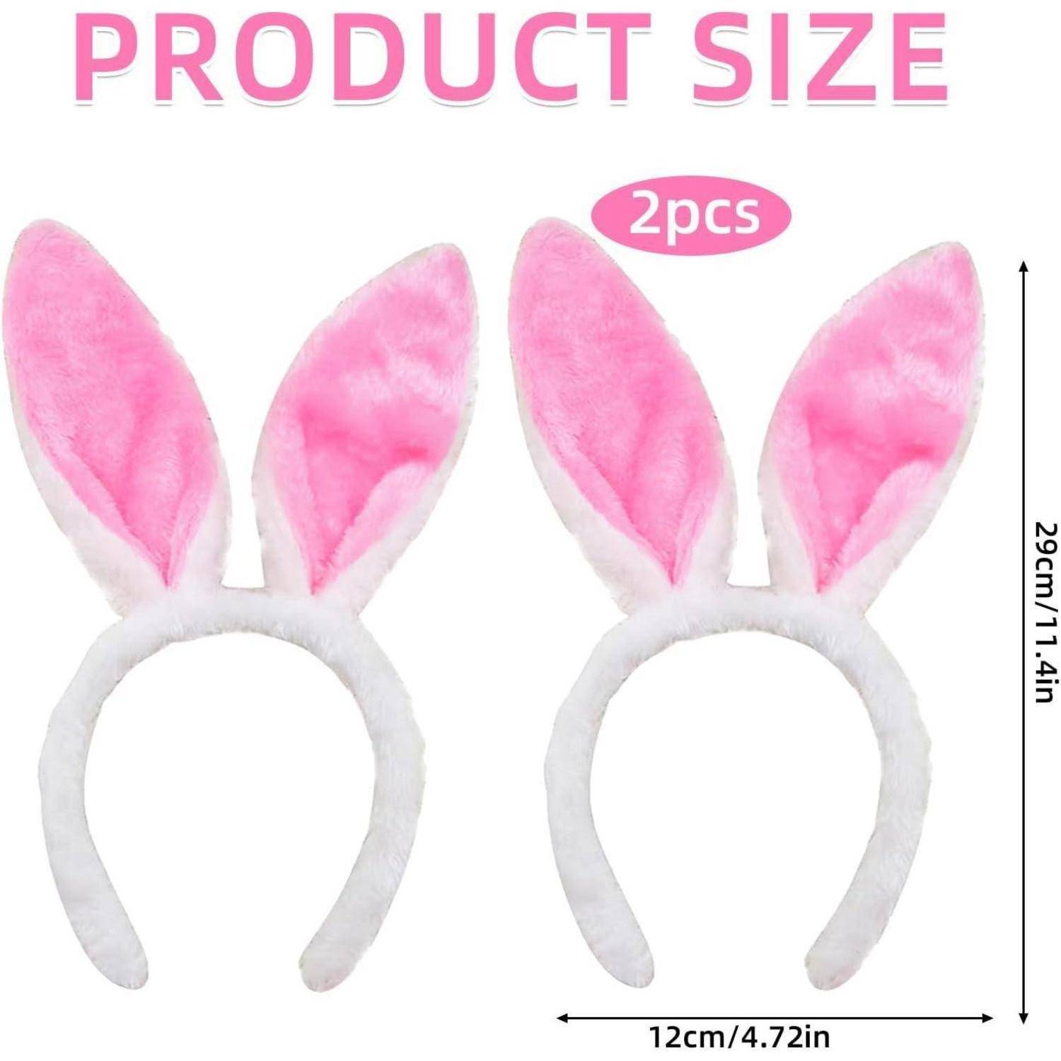 2er Set Pink Plüsch Hasenohren Haarreif für Ostern Party