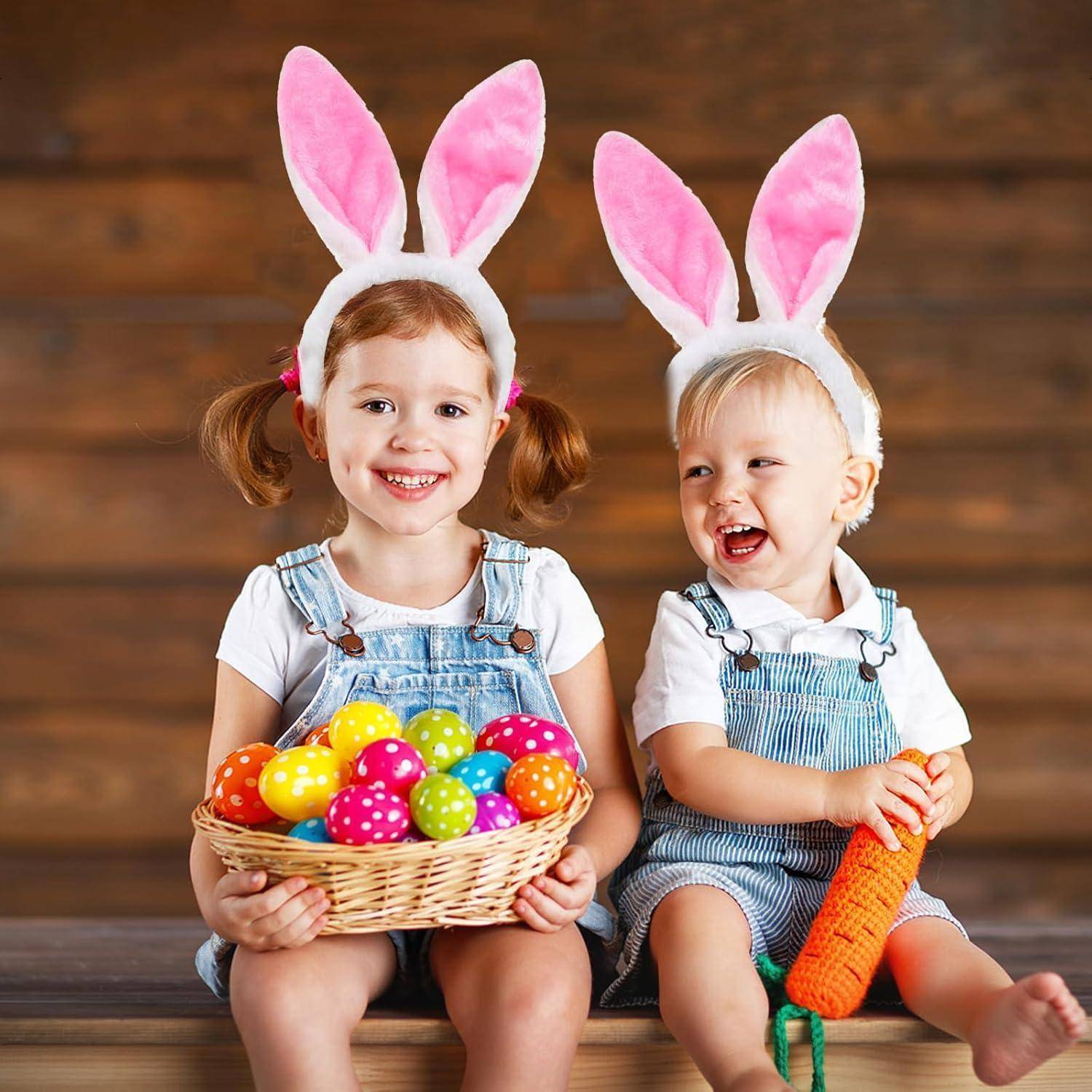 2er Set Pink Plüsch Hasenohren Haarreif für Ostern Party