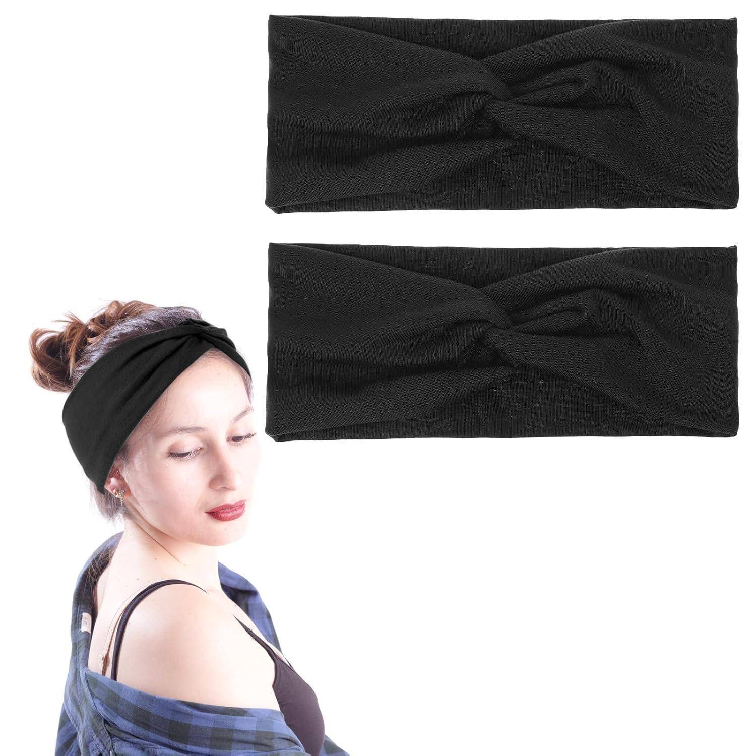 2er Set Schwarze Stirnbänder Damen Haaraccessoires Yoga Turban